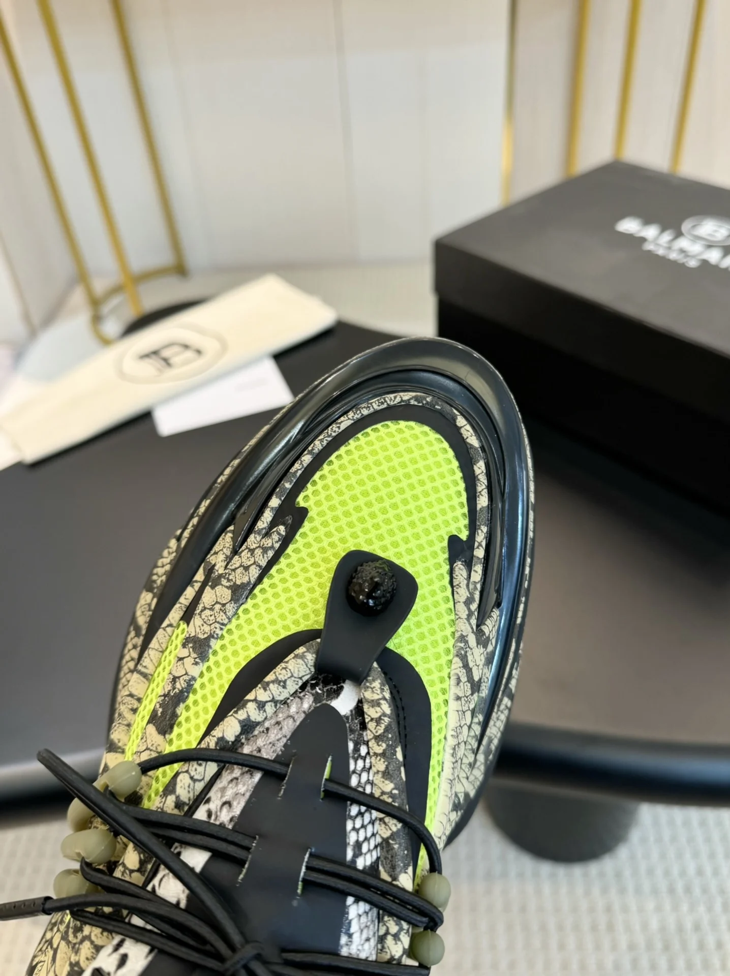 BALMAIN Sneakers Mixed Materials Black-Lime EU35-46 D10202609110085 - Image 8