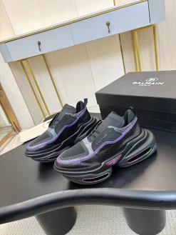 Alternative view of BALMAIN Sneakers Mixed Materials Black-Purple EU35-46 C90202609110071