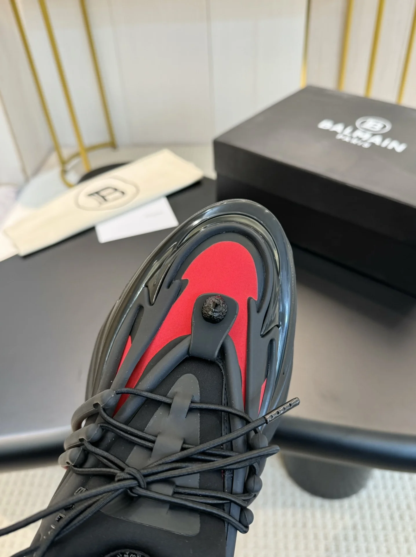 BALMAIN Sneakers Mixed Materials Black-Red EU35-46 C90202609110089 - Image 7
