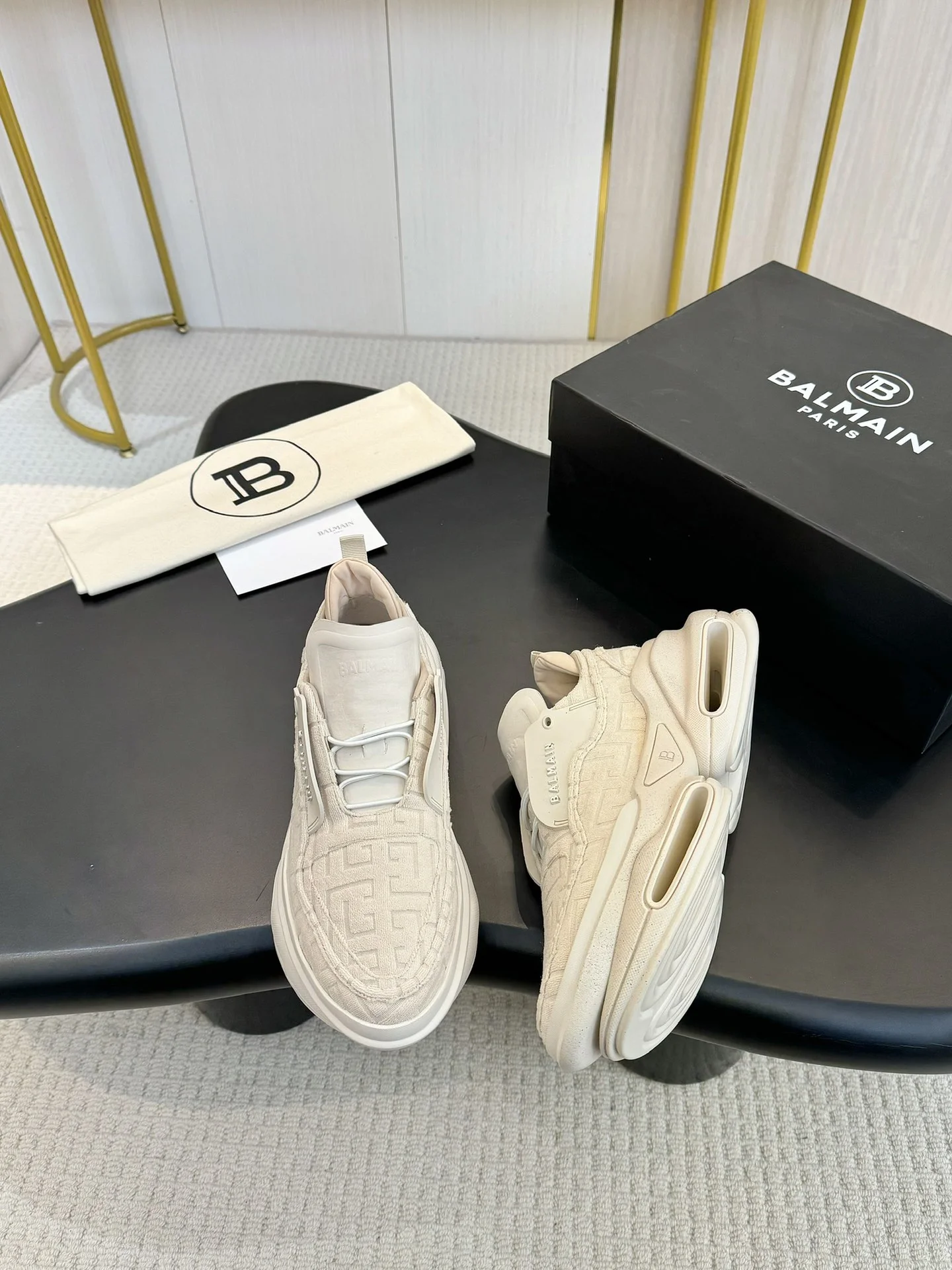 BALMAIN Sneakers Mixed Materials White-Beige EU35-46 C90202609110080 - Image 3
