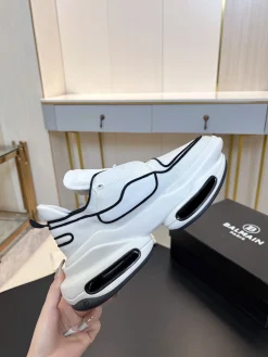 Alternative view of BALMAIN Sneakers Mixed Materials White-Black EU35-46 C90202609110072