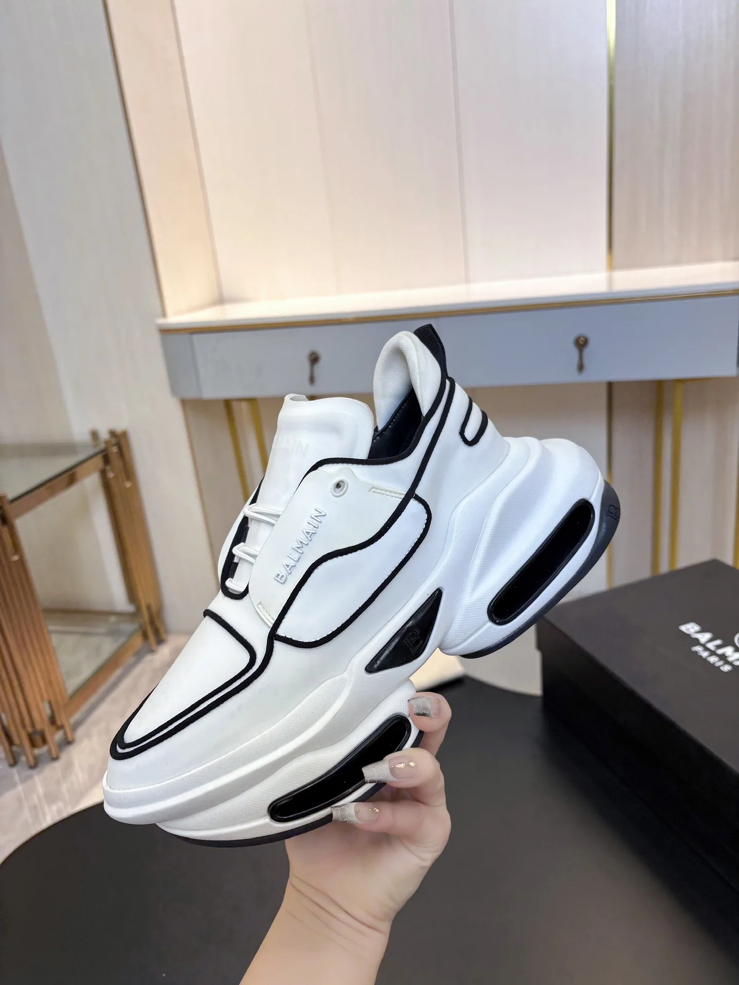 BALMAIN Sneakers Mixed Materials White-Black EU35-46 C90202609110072 - Image 5