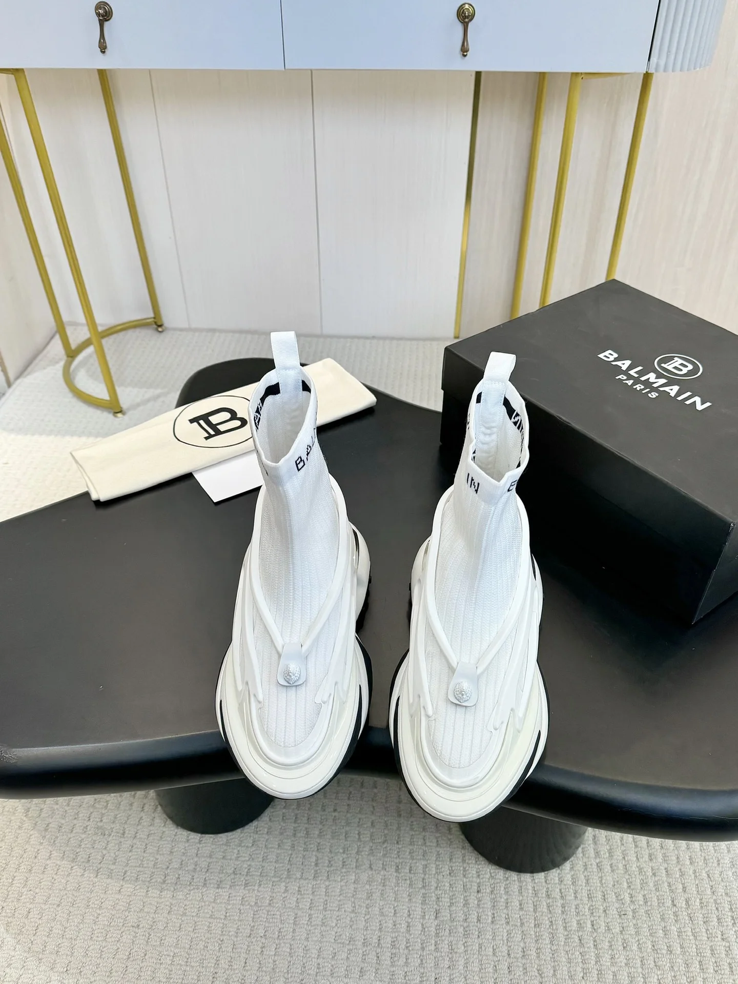BALMAIN Sneakers Mixed Materials White-Black EU35-46 C90202609110073 - Image 5