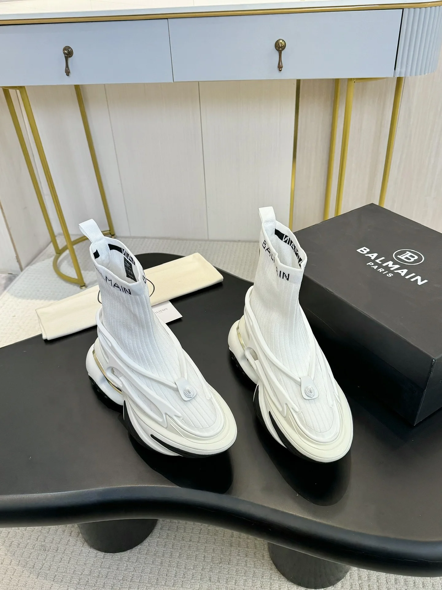 BALMAIN Sneakers Mixed Materials White-Black EU35-46 C90202609110073 - Image 6