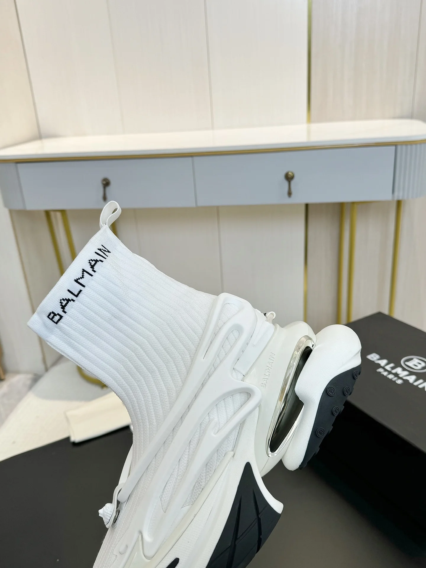 BALMAIN Sneakers Mixed Materials White-Black EU35-46 C90202609110073 - Image 8