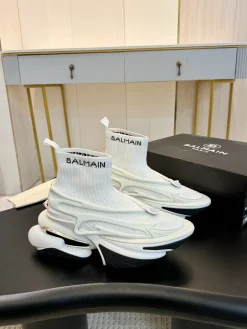 Alternative view of BALMAIN Sneakers Mixed Materials White-Black EU35-46 C90202609110083