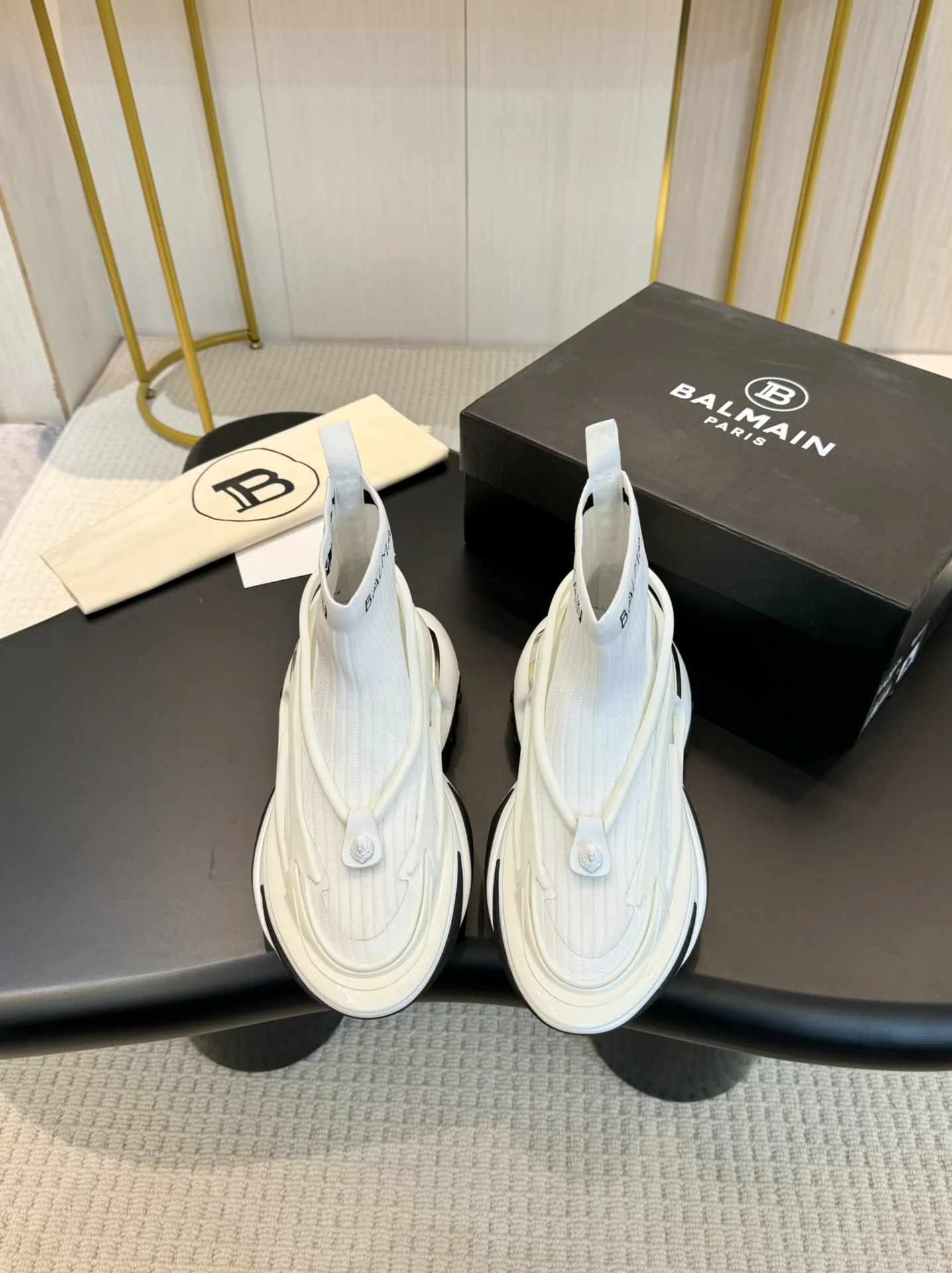 BALMAIN Sneakers Mixed Materials White-Black EU35-46 C90202609110083 - Image 4
