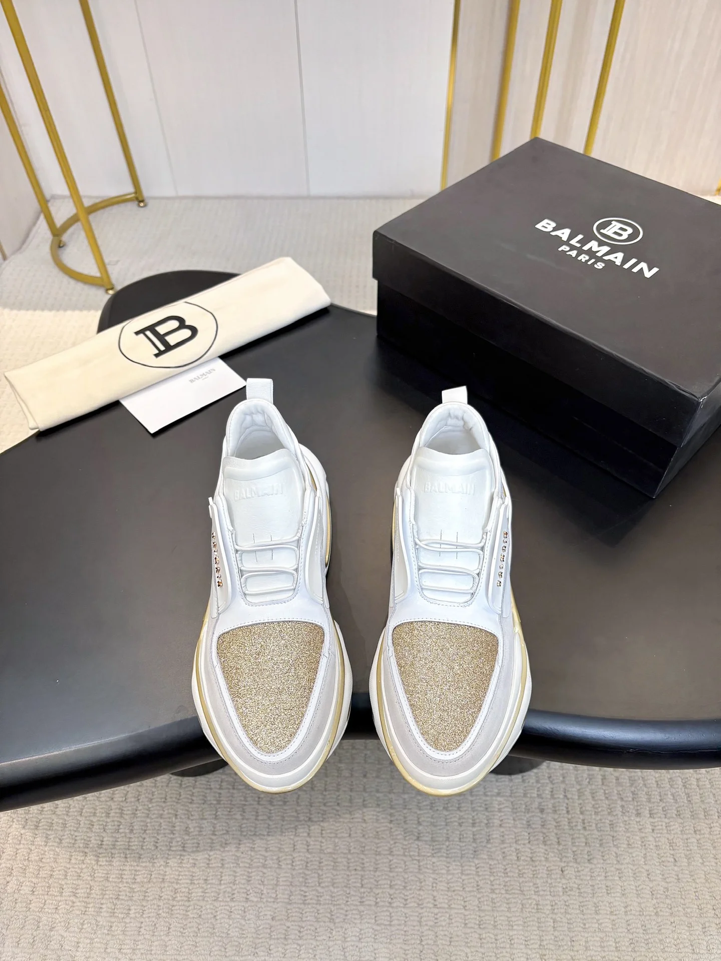 BALMAIN Sneakers Mixed Materials White-Gold EU35-46 C90202609110069 - Image 3