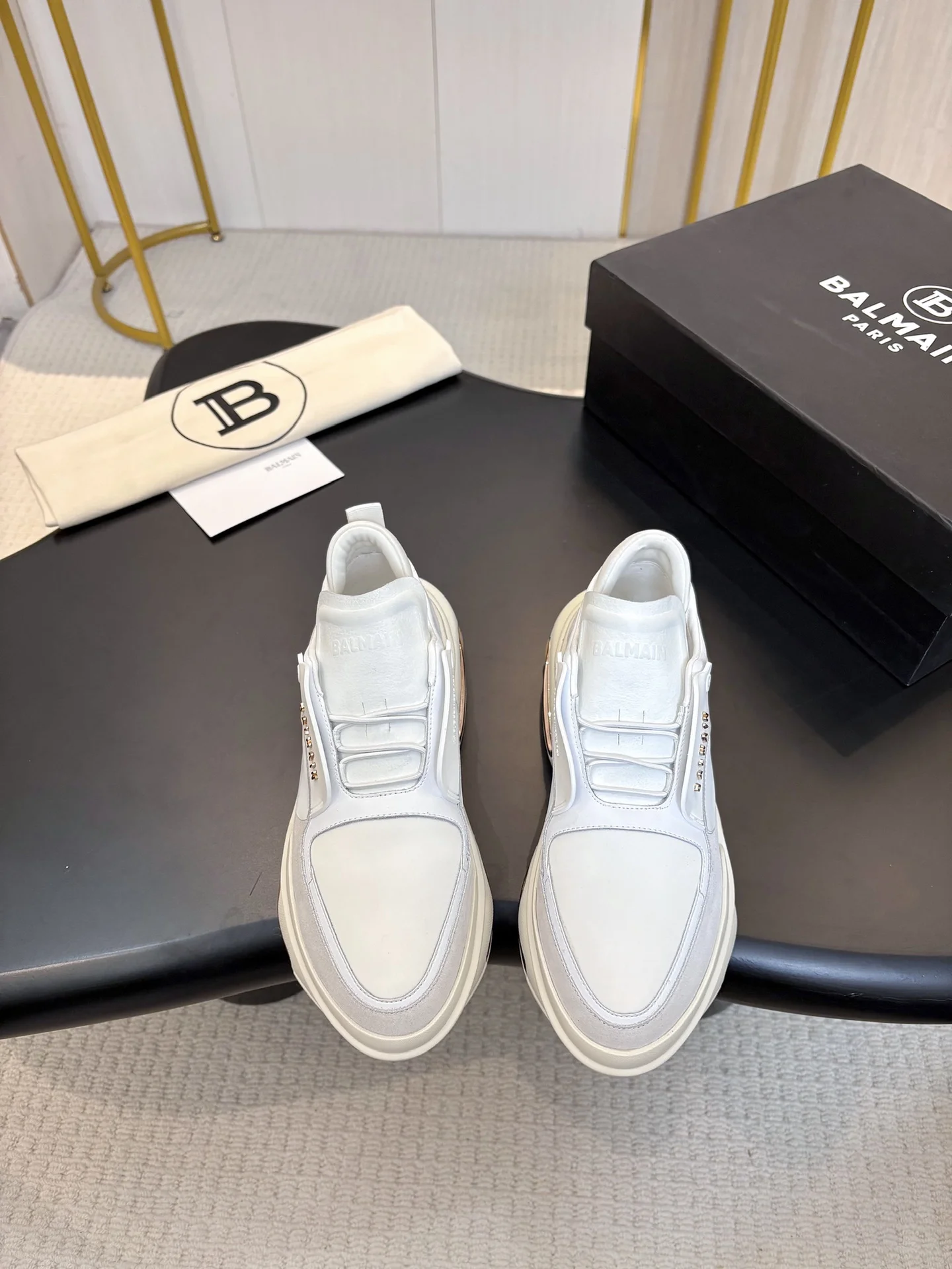 BALMAIN Sneakers Mixed Materials White-Gold EU35-46 C90202609110070 - Image 5