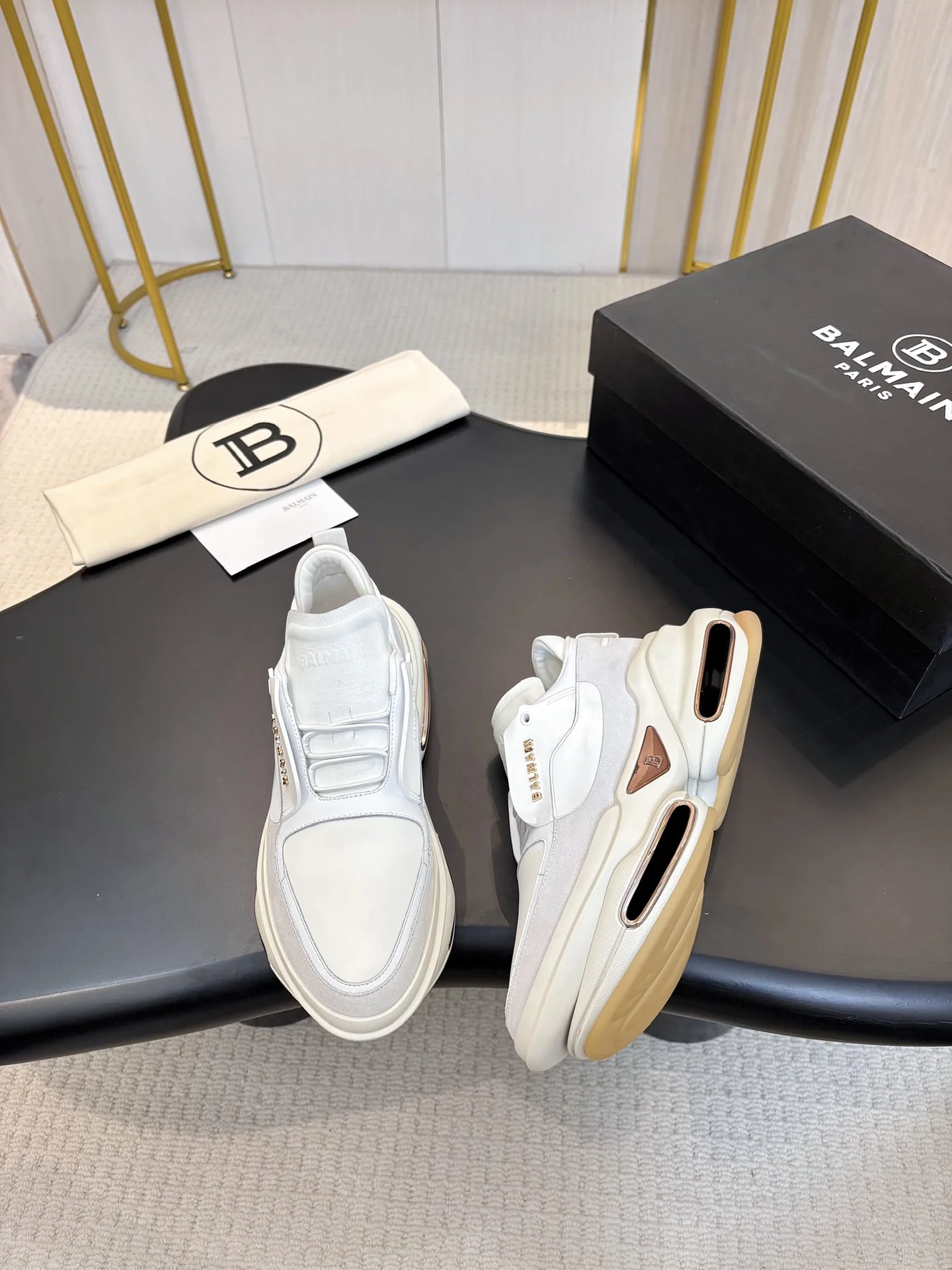 BALMAIN Sneakers Mixed Materials White-Gold EU35-46 C90202609110070 - Image 6