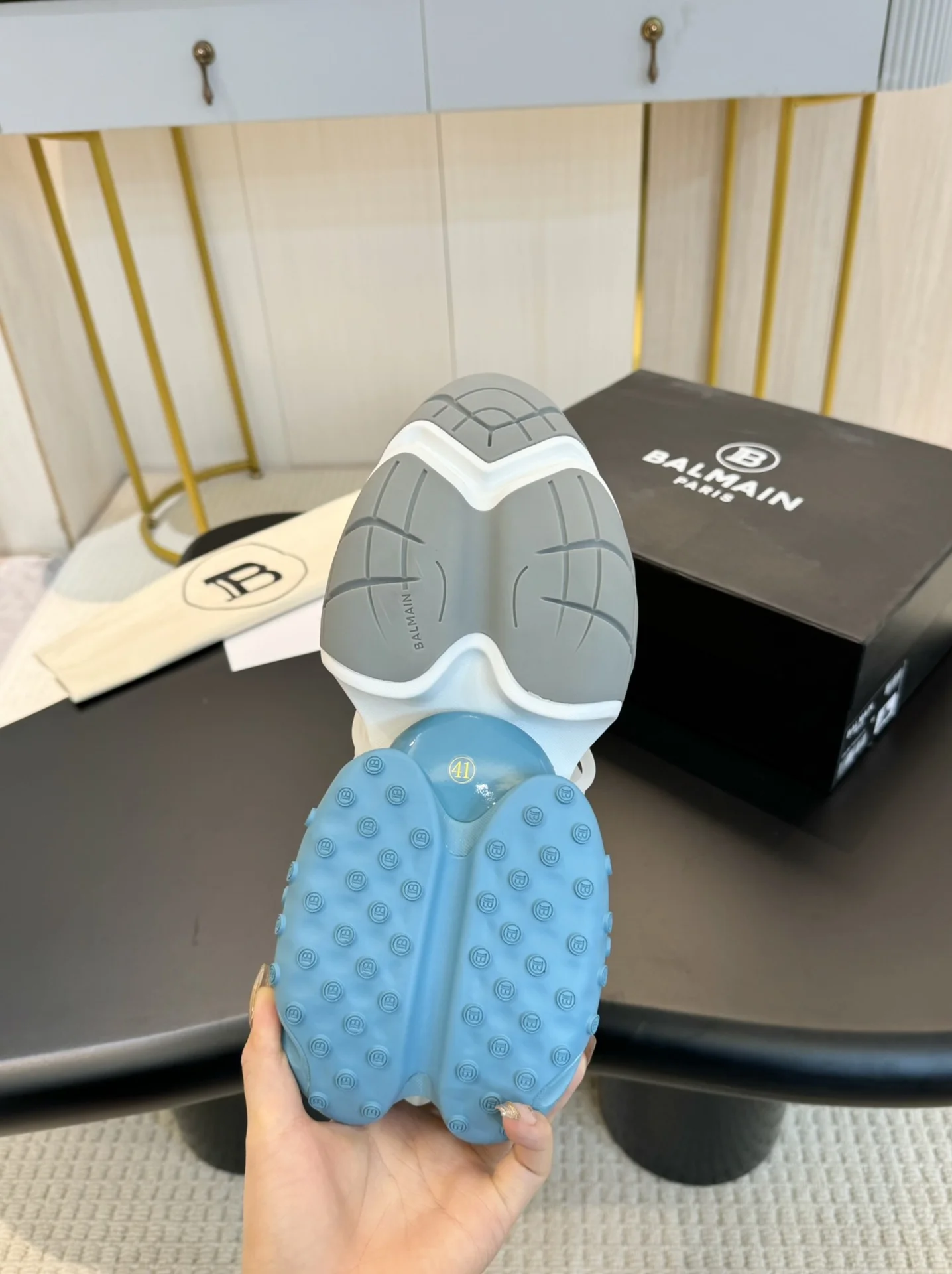 BALMAIN Sneakers Mixed Materials White-Grey-Blue EU35-46 C90202609110088 - Image 8