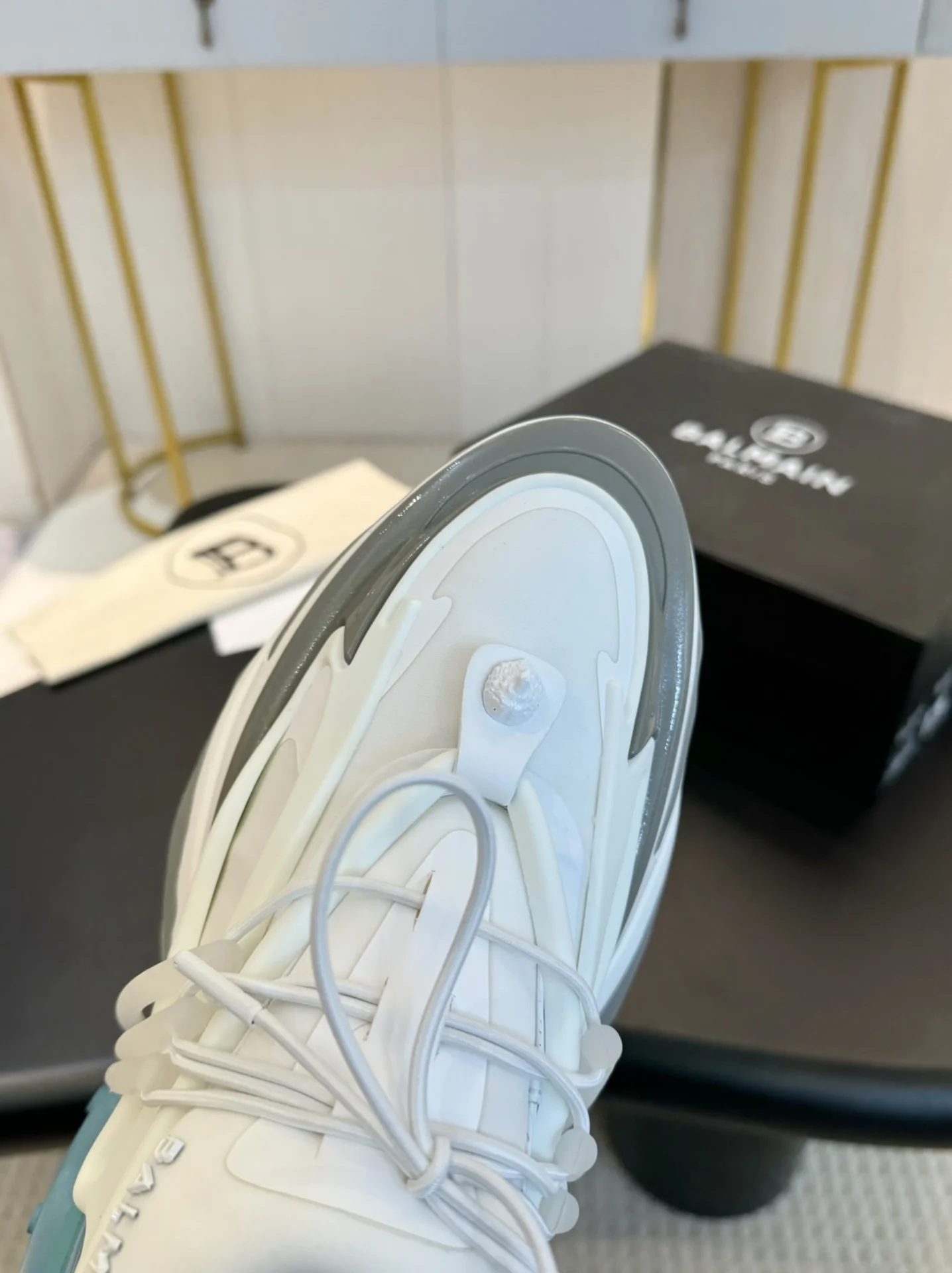 BALMAIN Sneakers Mixed Materials White-Grey-Blue EU35-46 C90202609110088 - Image 9