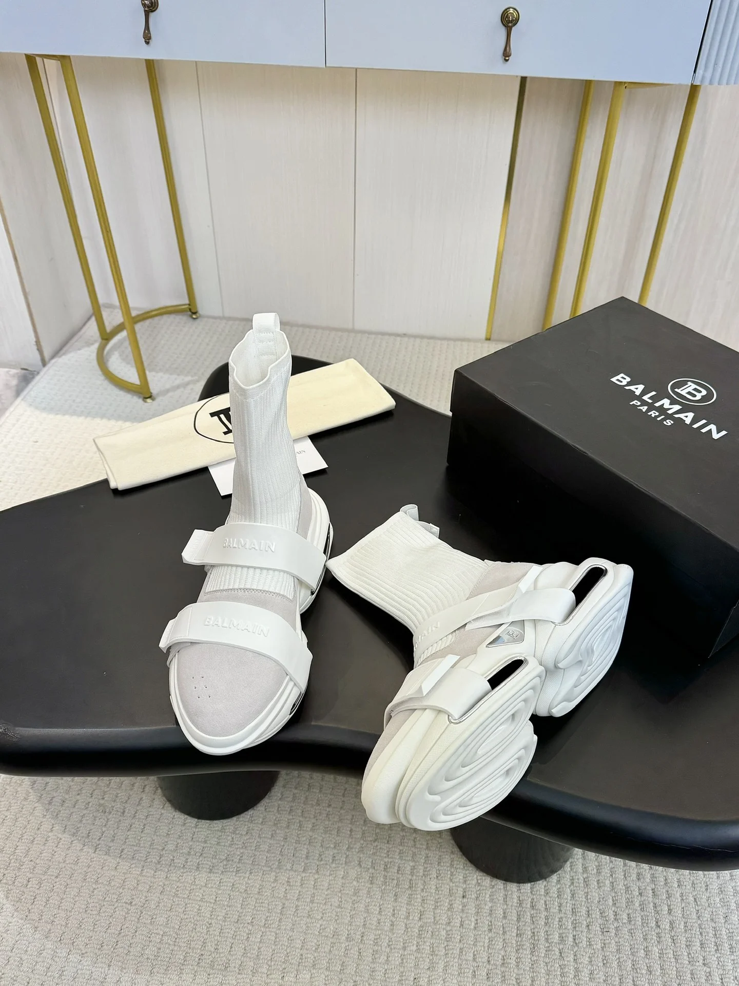 BALMAIN Sneakers Mixed Materials White-Grey EU35-46 C90202609110074 - Image 3