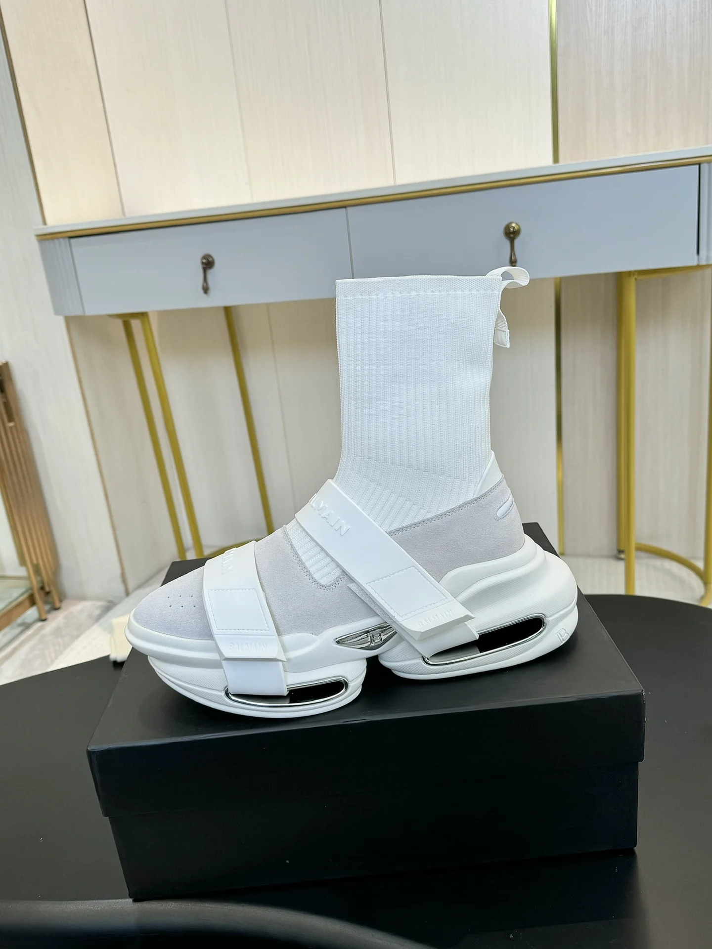BALMAIN Sneakers Mixed Materials White-Grey EU35-46 C90202609110074 - Image 5