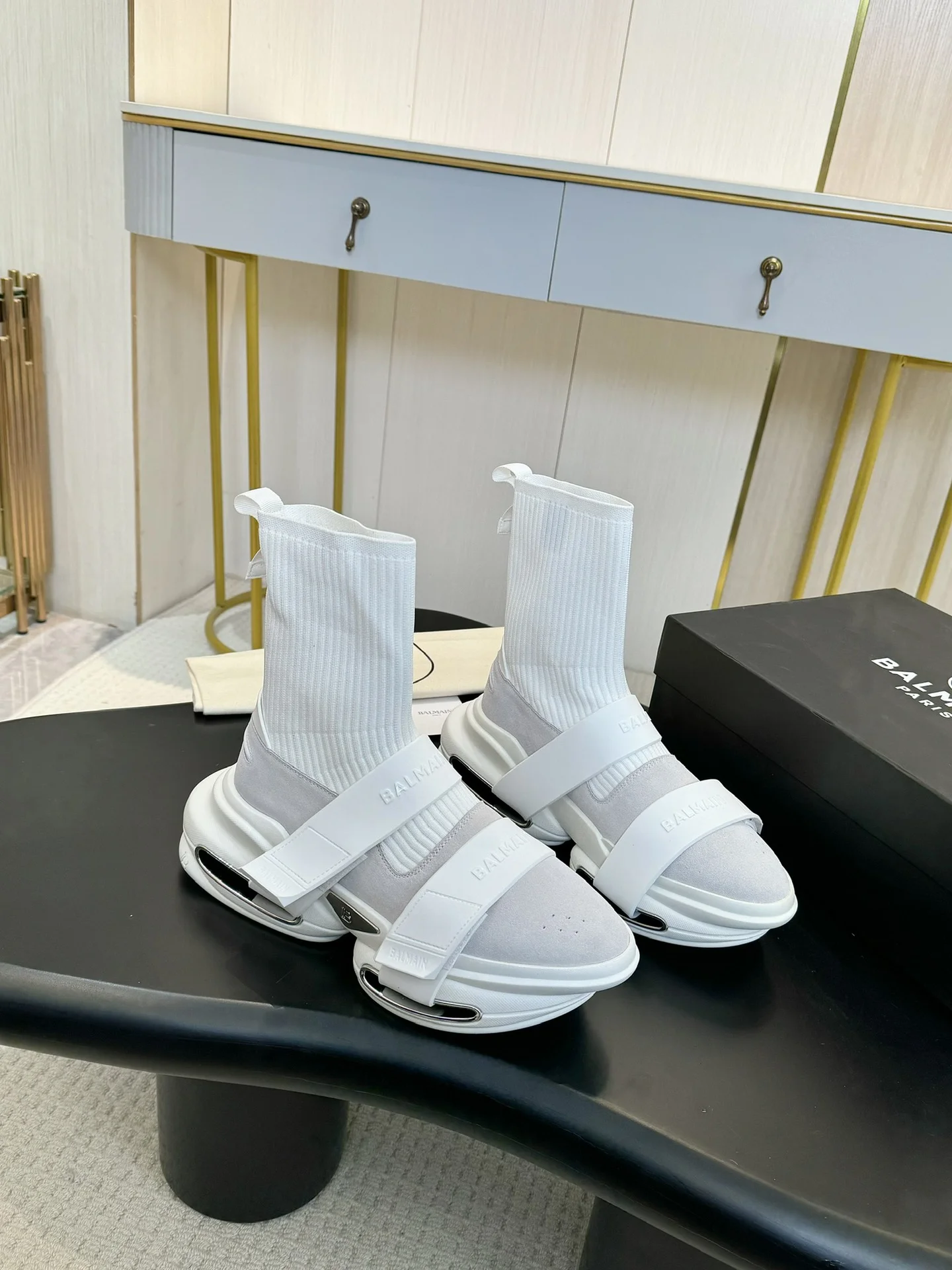 BALMAIN Sneakers Mixed Materials White-Grey EU35-46 C90202609110074 - Image 7