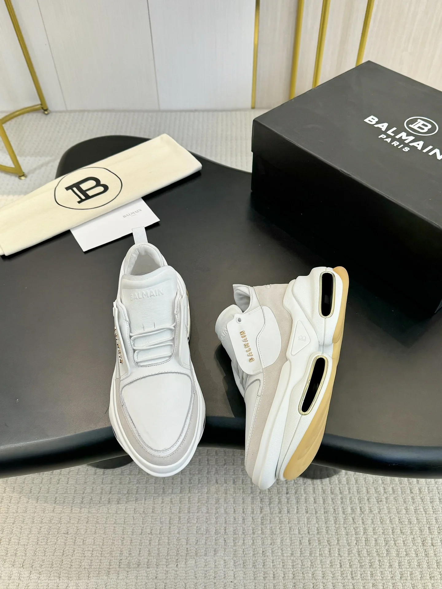 BALMAIN Sneakers Mixed Materials White-Grey EU35-46 C90202609110077 - Image 4