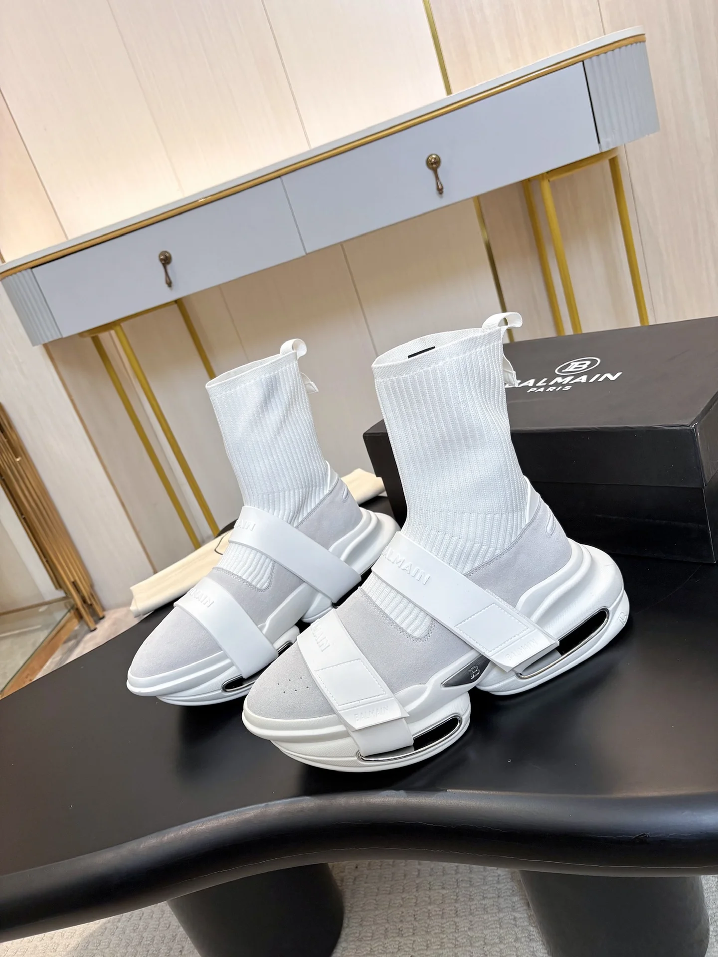 BALMAIN Sneakers Mixed Materials White-Silver EU35-46 C90202609110067 - Image 3