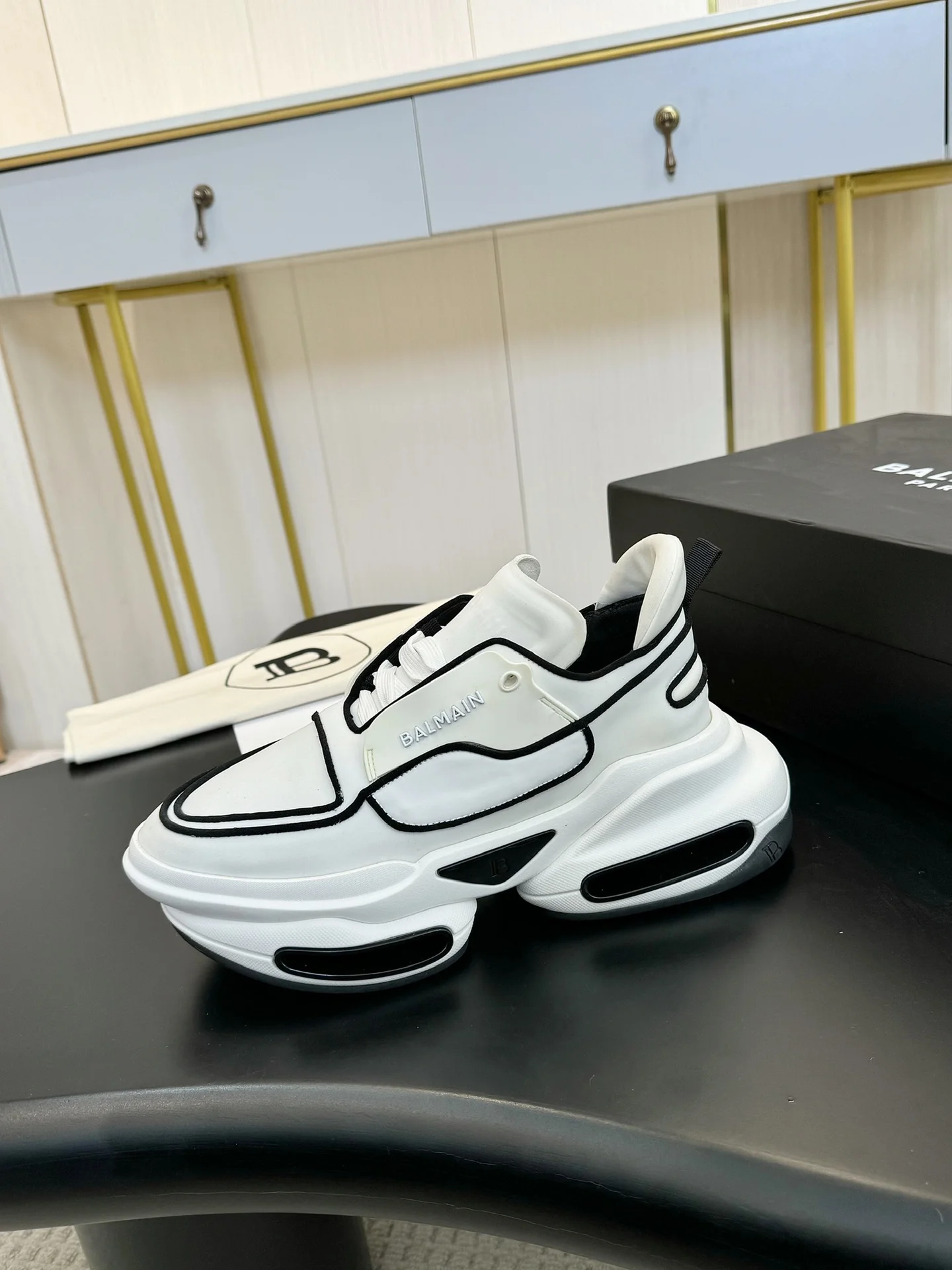BALMAIN Sneakers Mixed TPU White-Black EU35-46 C90202609110076
