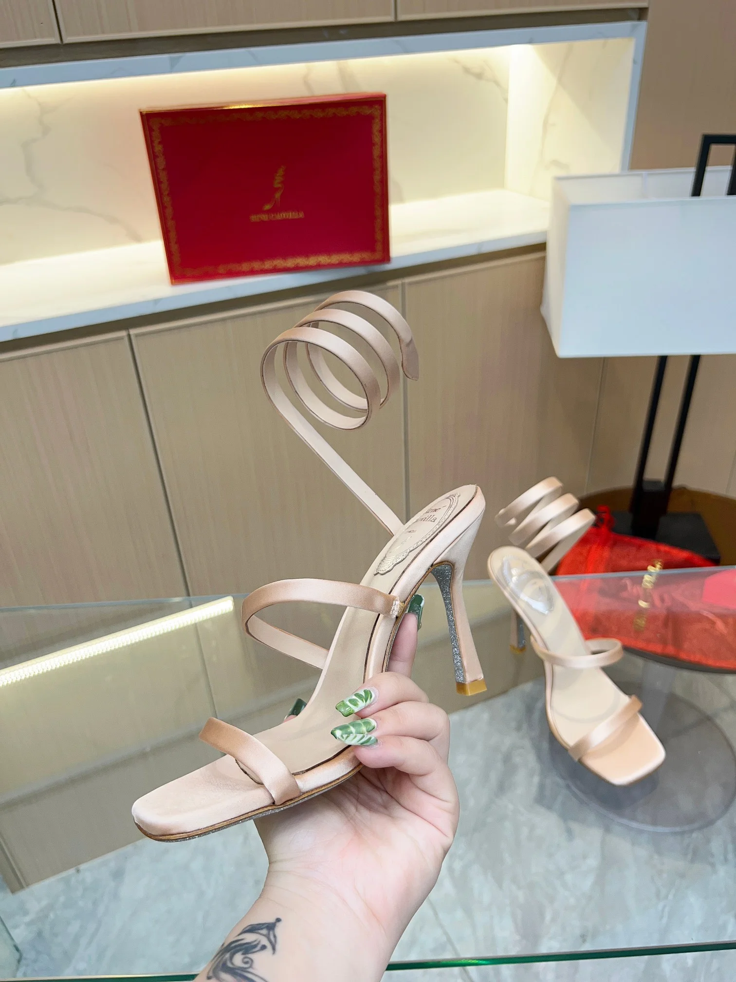 BENEDETTA BRUZZICHES Sandals Silk Satin Beige-Silver EU35-39 B70202609110393 - Image 2