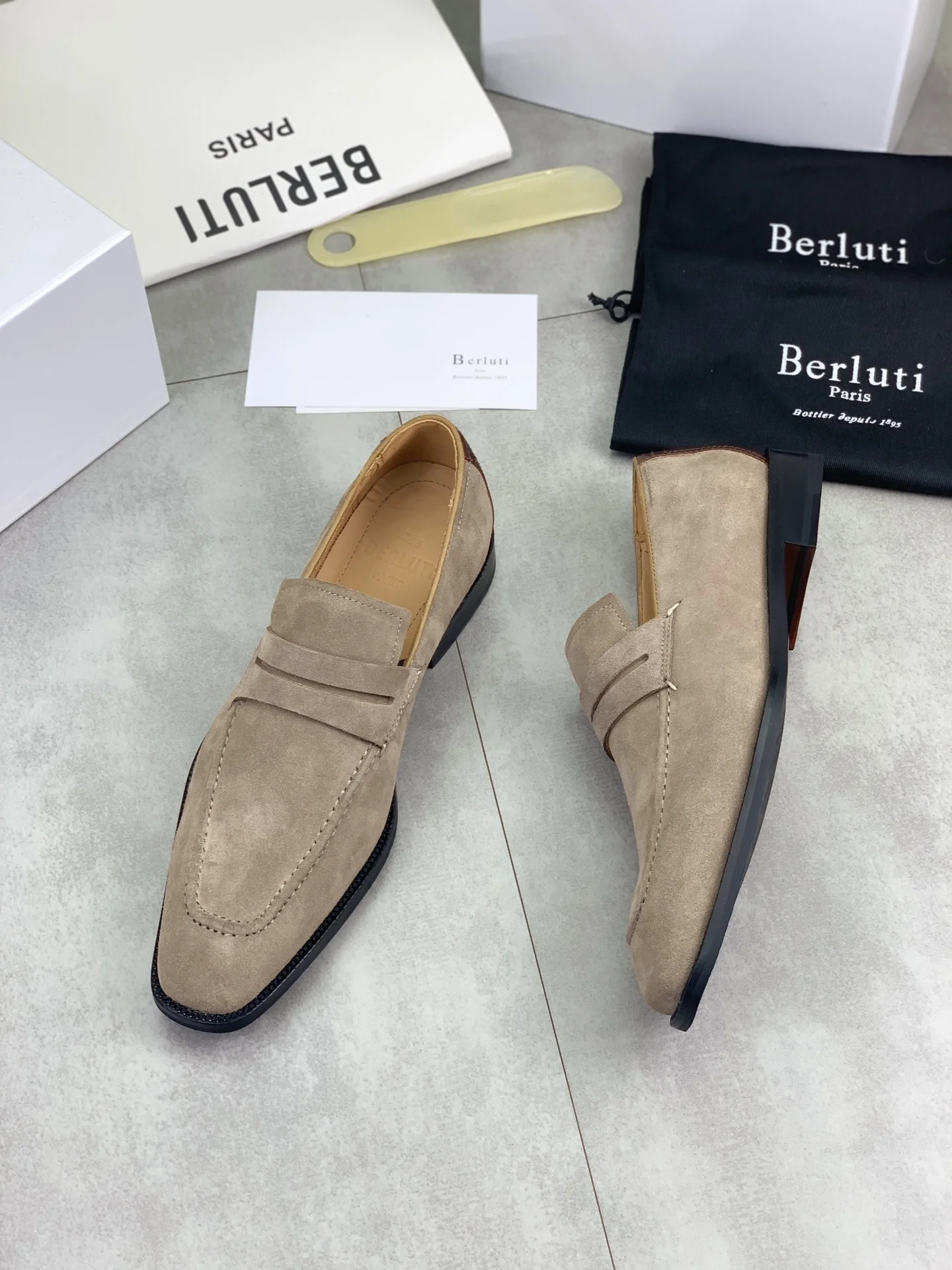 BERLUTI Formal Shoes Calf Suede Beige-Brown EU39-45 F00202609110927 - Image 5