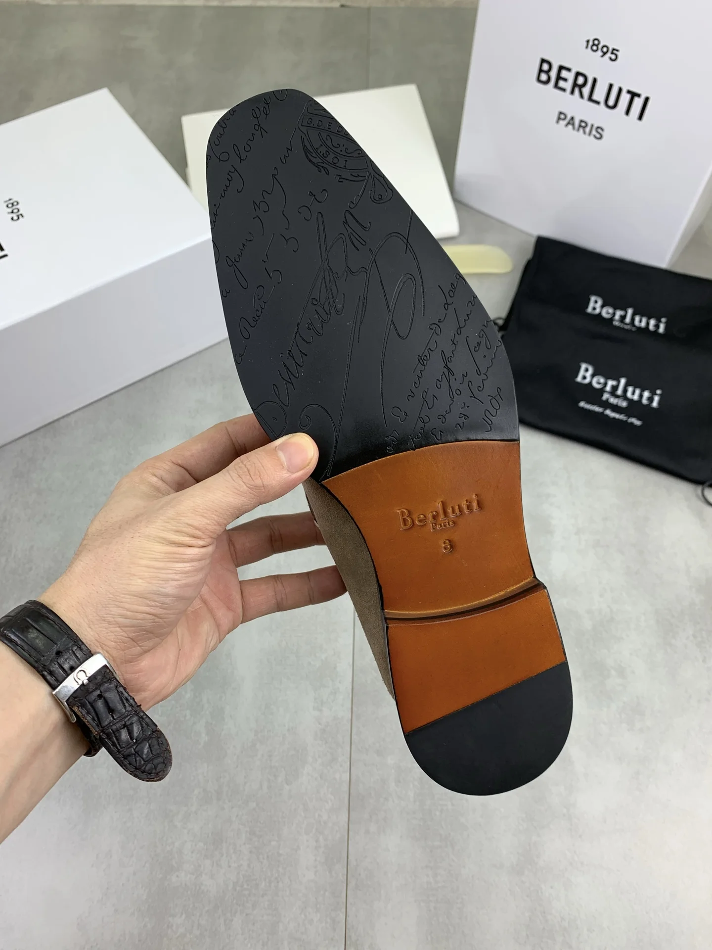 BERLUTI Formal Shoes Calf Suede Beige-Brown EU39-45 F00202609110927 - Image 8