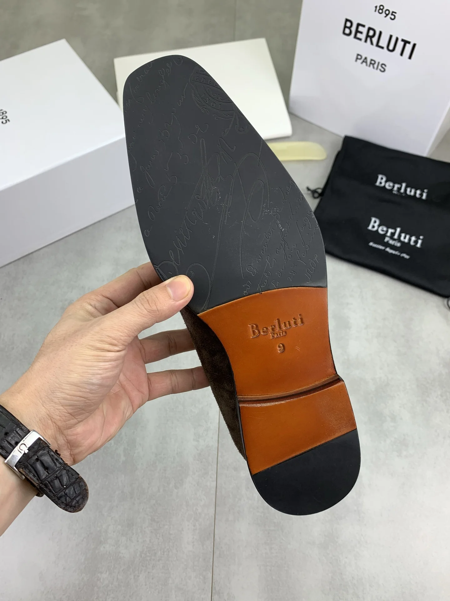 BERLUTI Formal Shoes Calfskin Leather Brown-Black EU39-45 F00202609110929 - Image 9