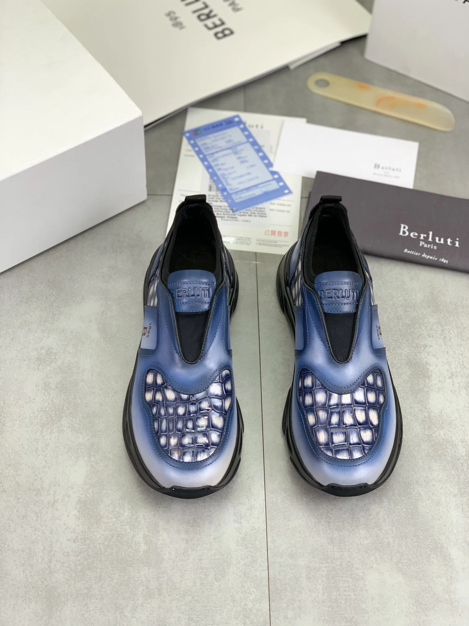 BERLUTI Loafers Calf Leather Blue-Black EU39-45 D20202609111016 - Image 2