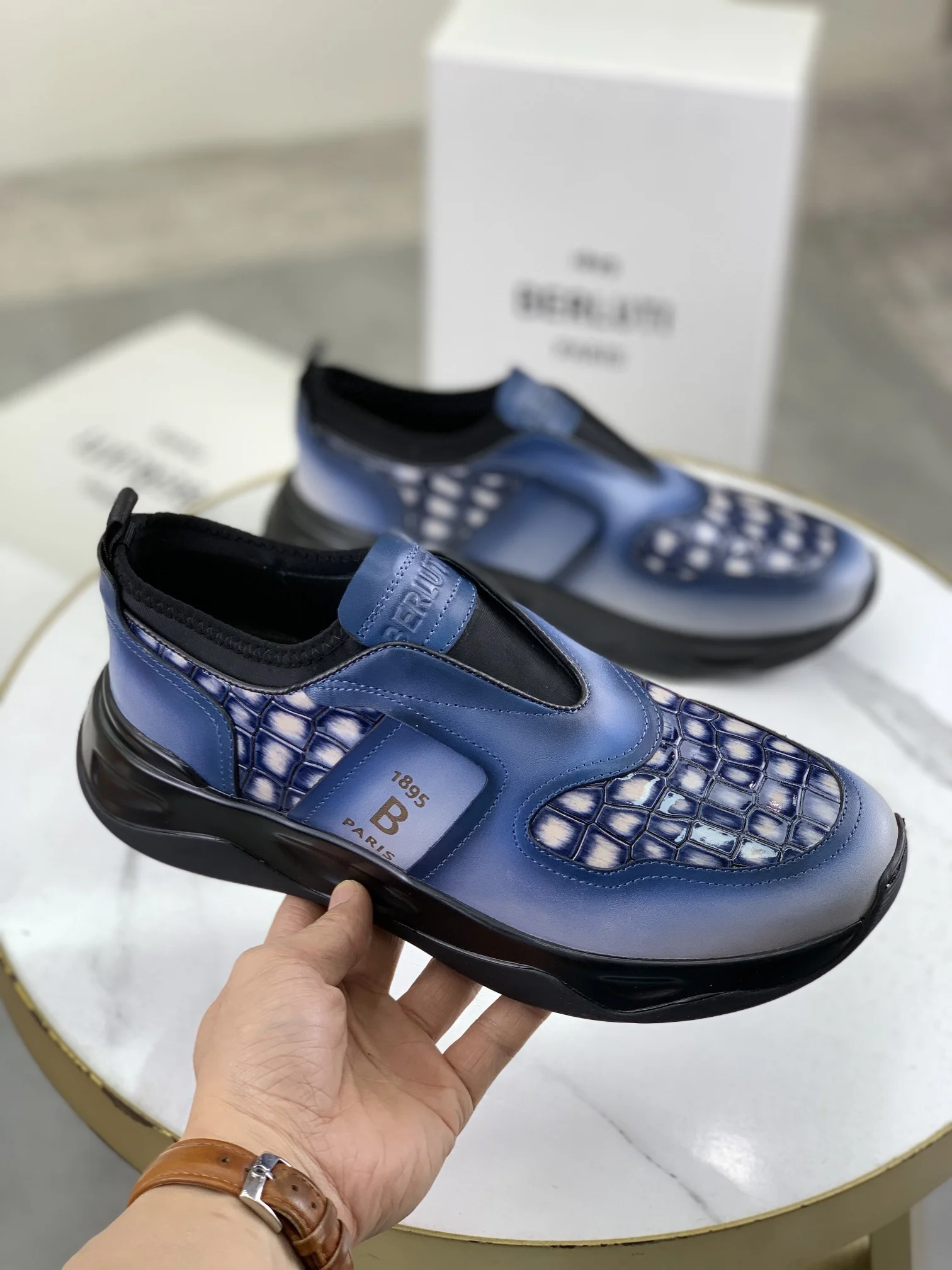 BERLUTI Loafers Calf Leather Blue-Black EU39-45 D20202609111016 - Image 3
