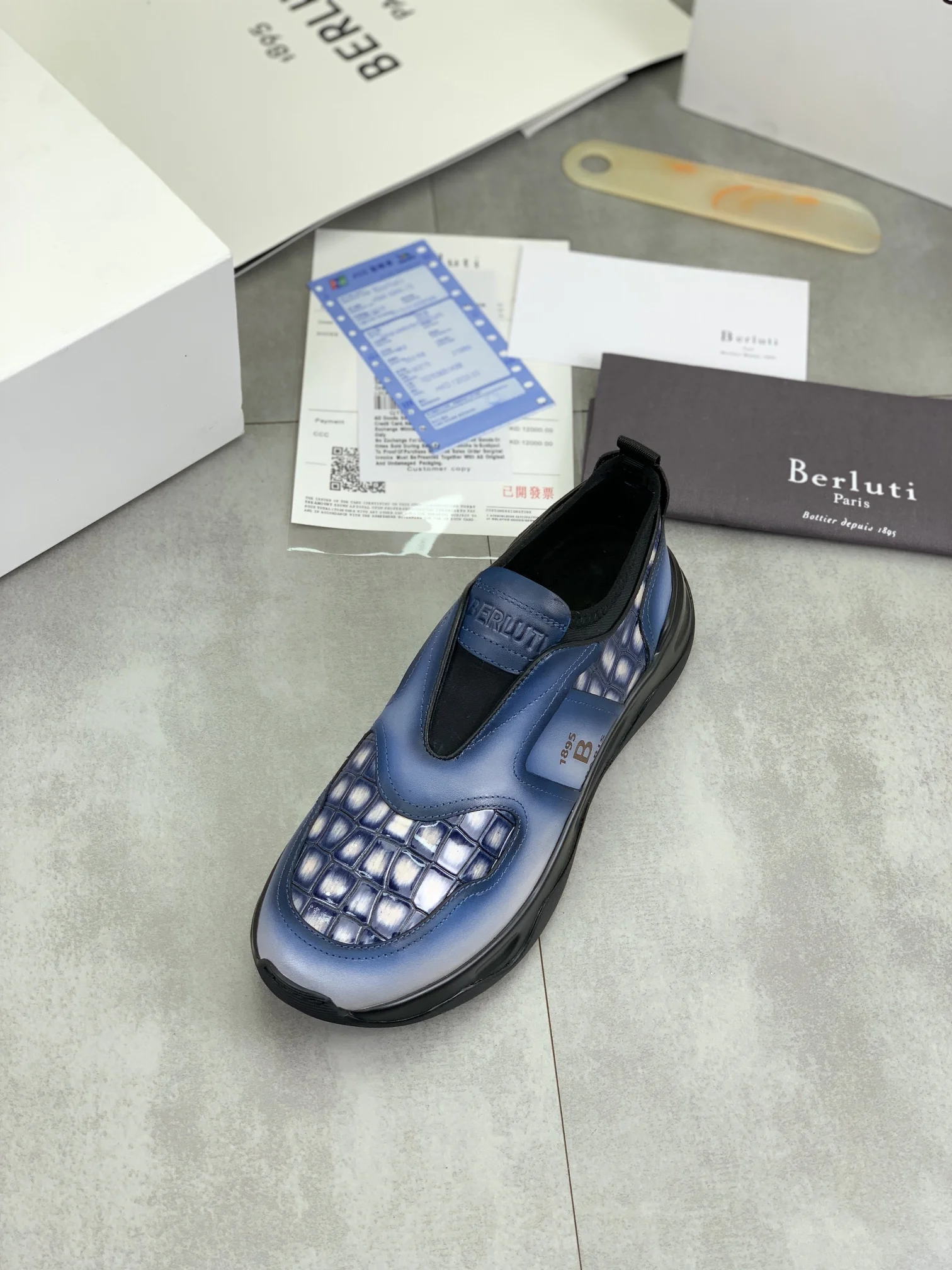 BERLUTI Loafers Calf Leather Blue-Black EU39-45 D20202609111016 - Image 4
