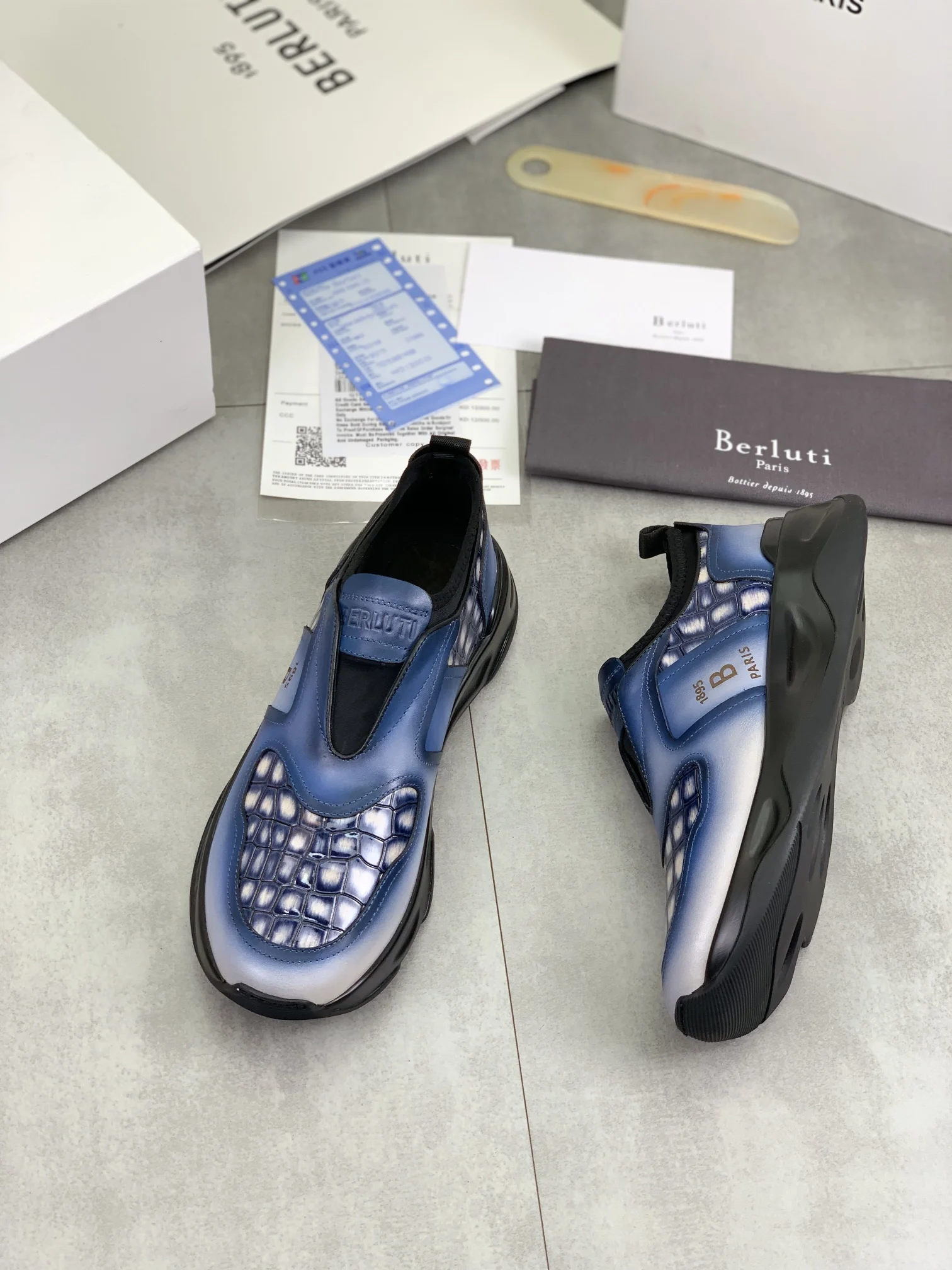 BERLUTI Loafers Calf Leather Blue-Black EU39-45 D20202609111016 - Image 5