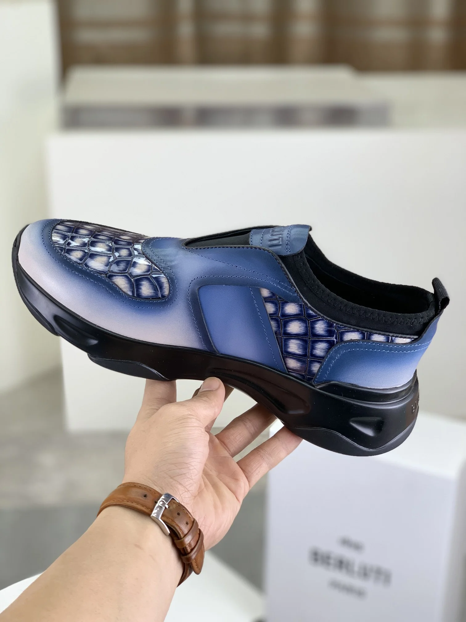 BERLUTI Loafers Calf Leather Blue-Black EU39-45 D20202609111016 - Image 6