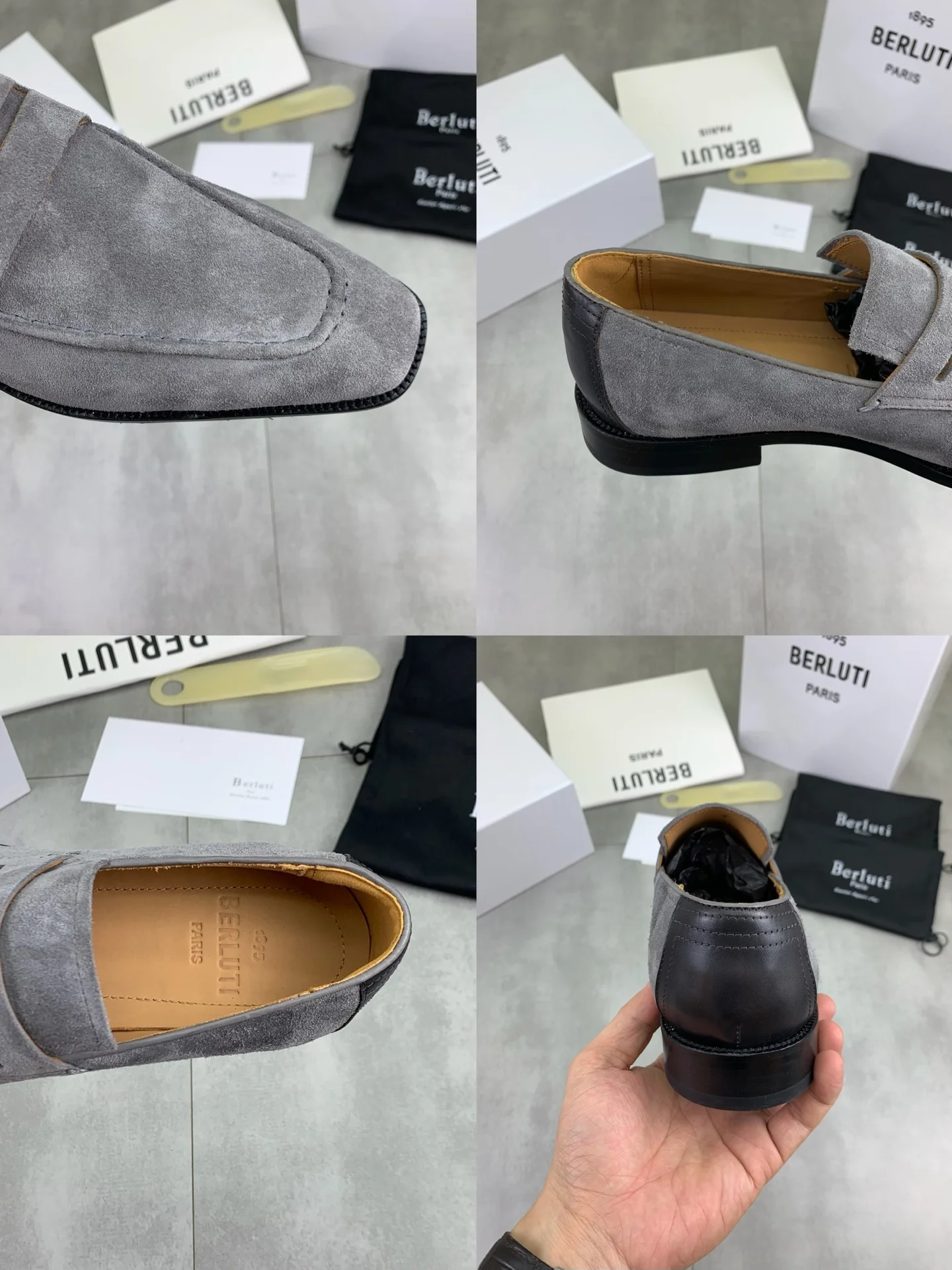 BERLUTI Loafers Calf Leather Grey-Black EU39-45 F00202609110928 - Image 9