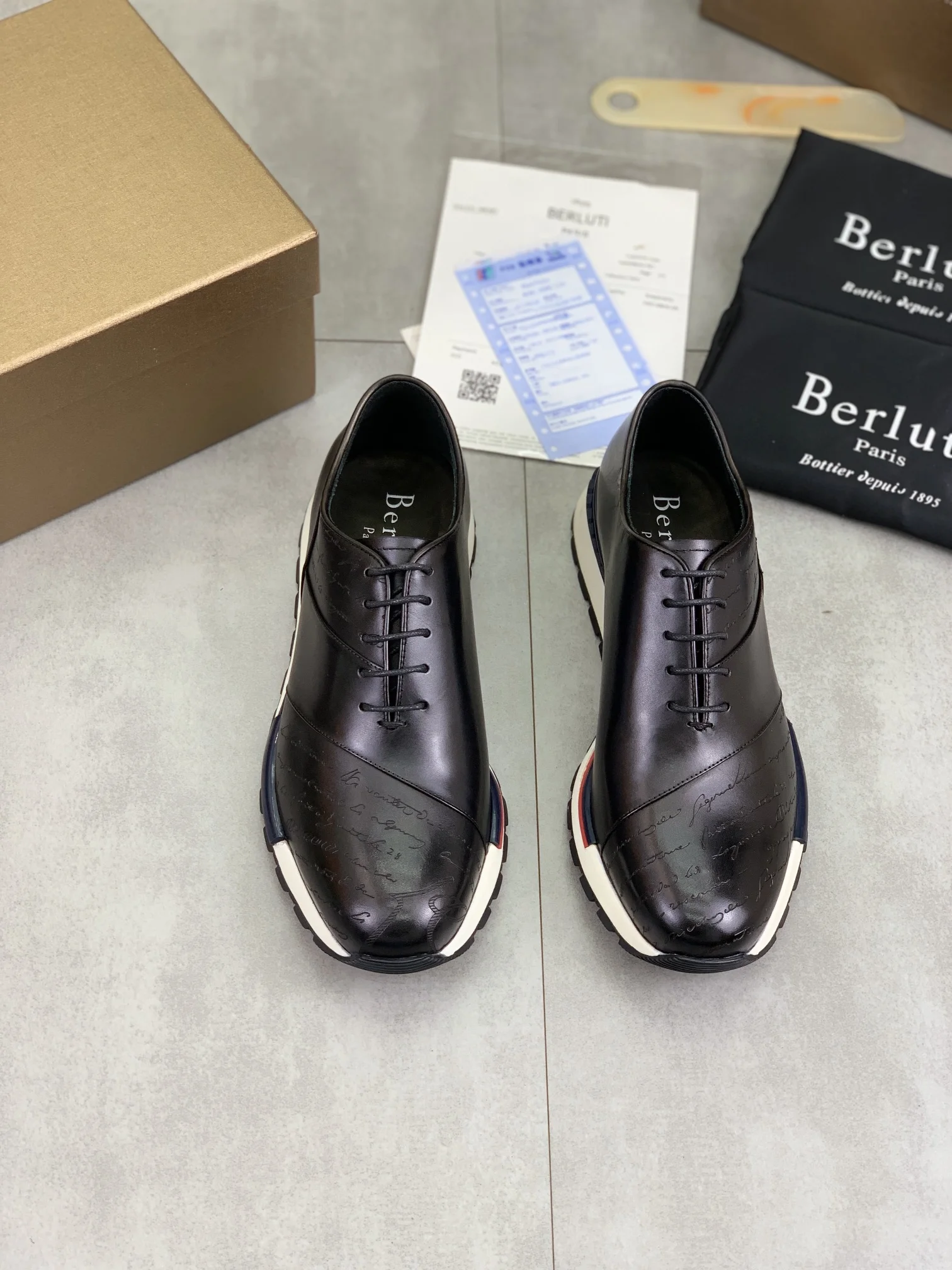 BERLUTI Sneakers Calf Leather Black-White EU39-44 D60202609111018 - Image 2
