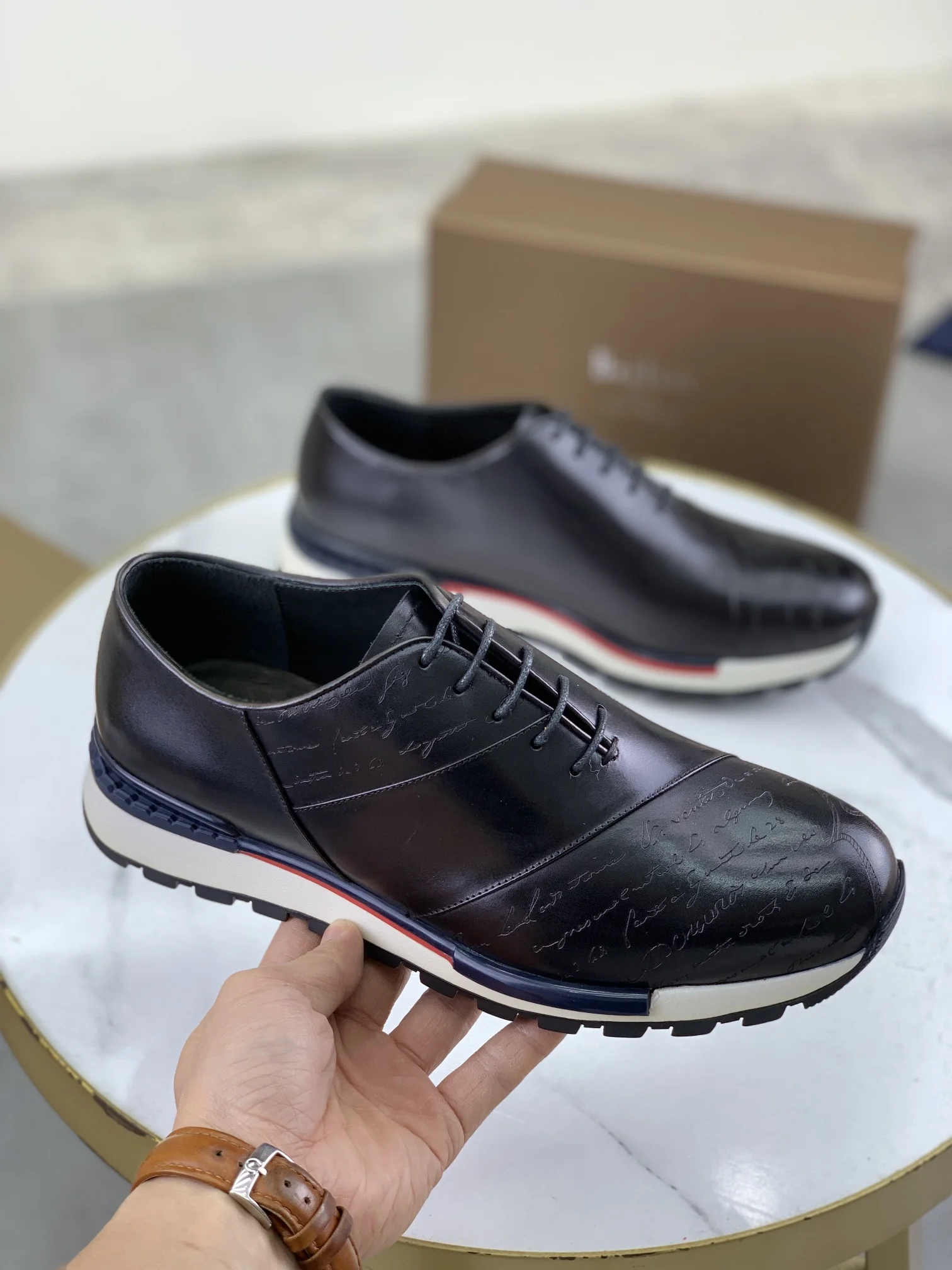 BERLUTI Sneakers Calf Leather Black-White EU39-44 D60202609111018 - Image 3