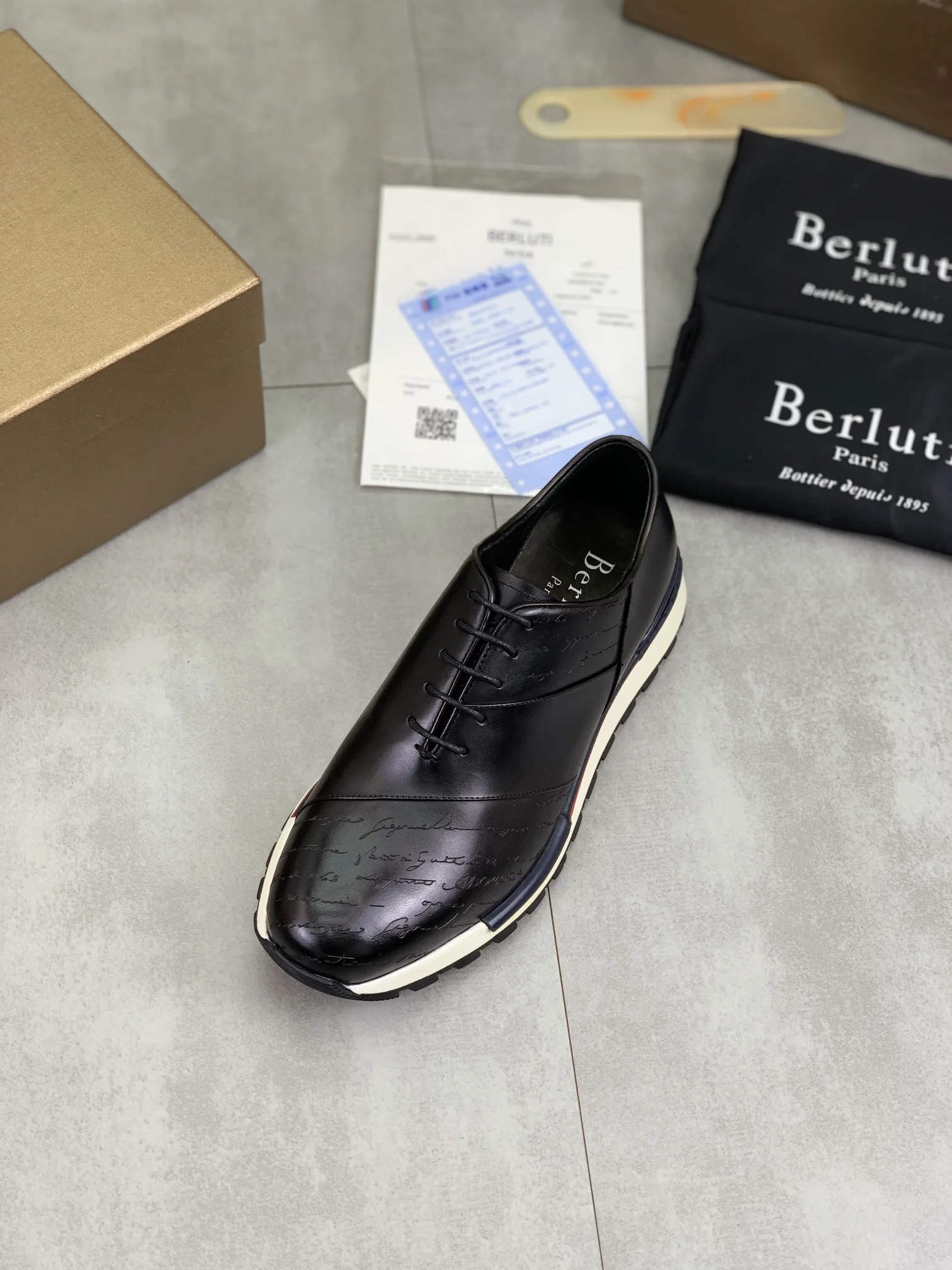 BERLUTI Sneakers Calf Leather Black-White EU39-44 D60202609111018 - Image 4