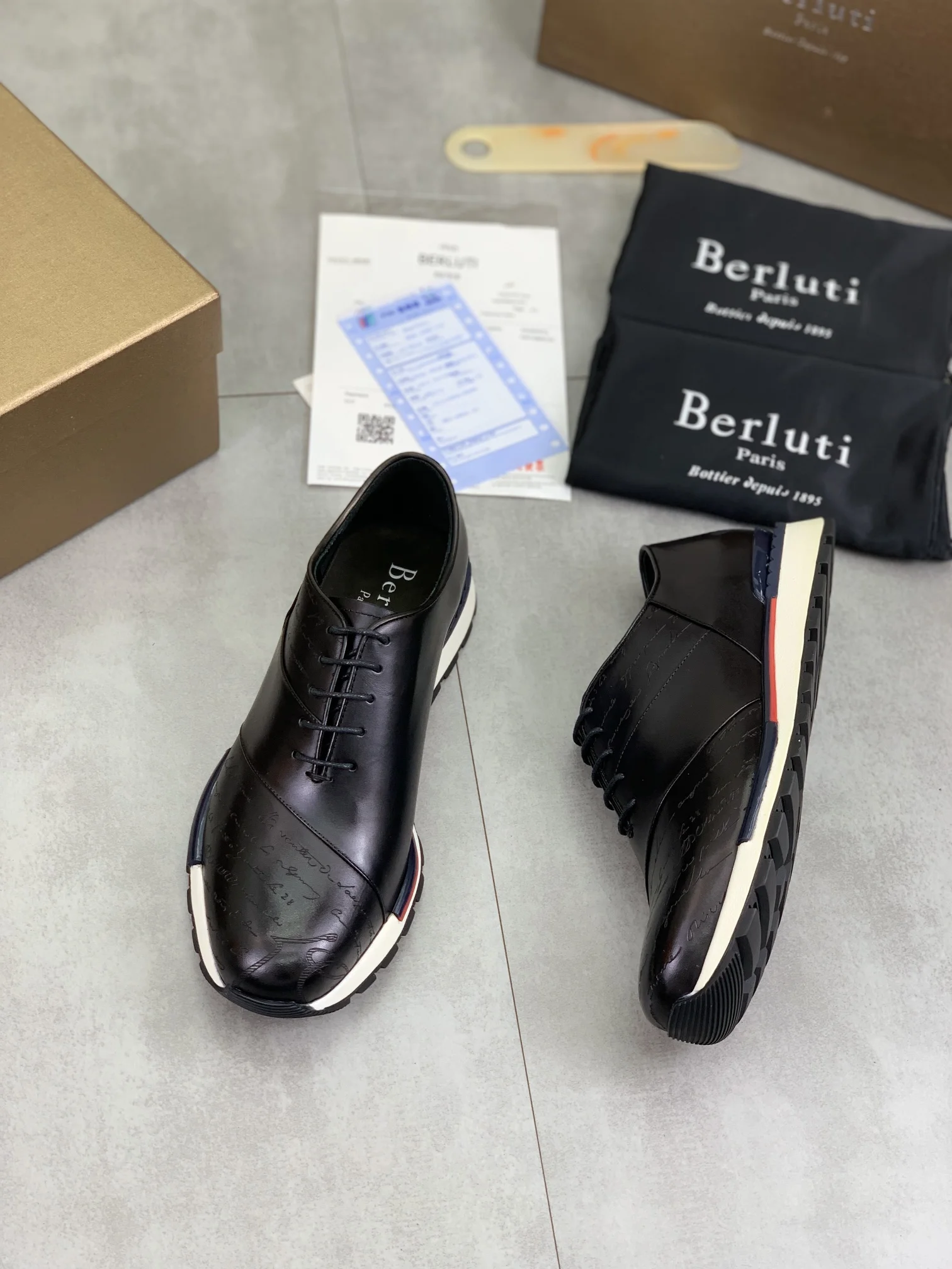 BERLUTI Sneakers Calf Leather Black-White EU39-44 D60202609111018 - Image 5