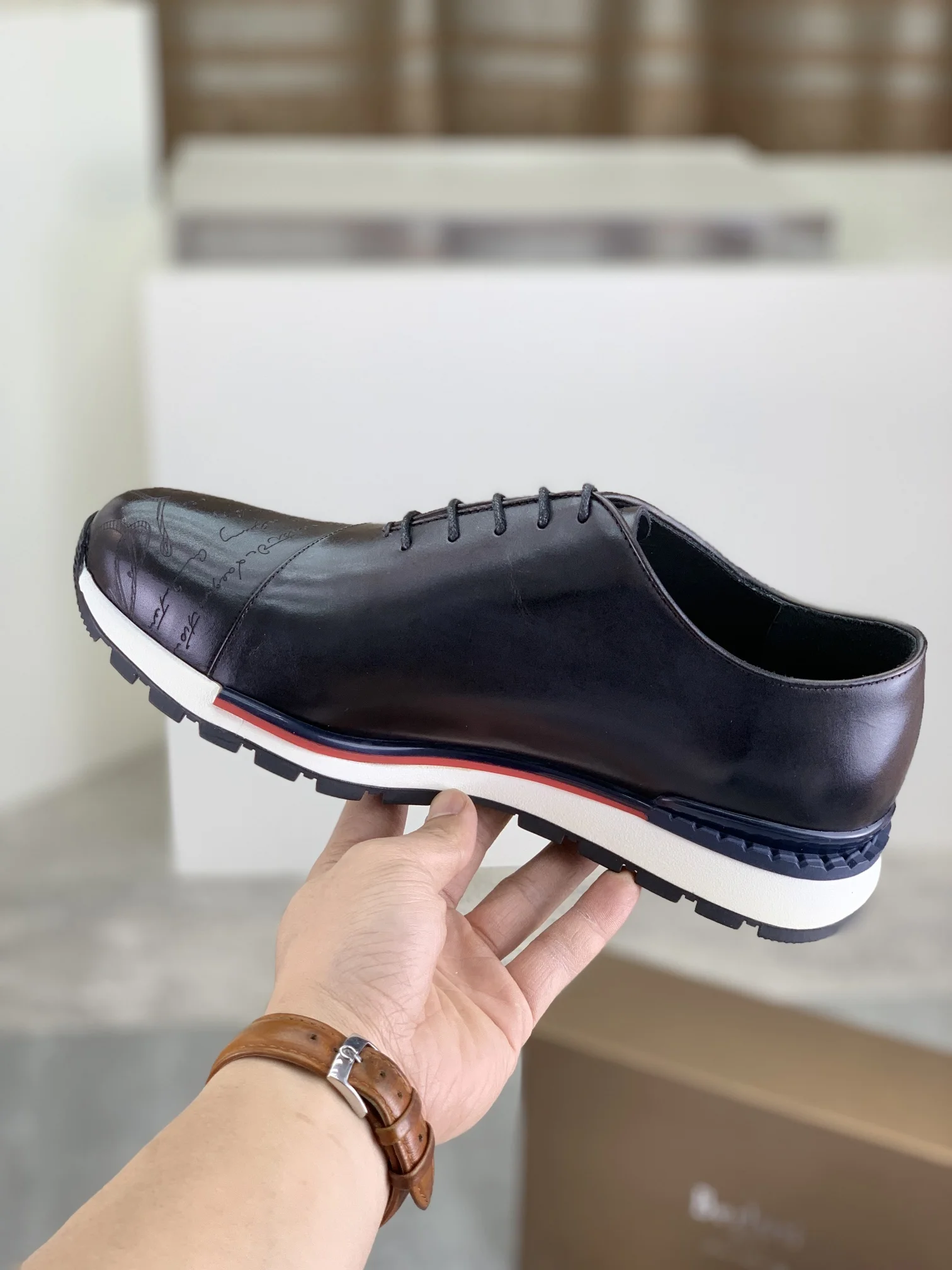BERLUTI Sneakers Calf Leather Black-White EU39-44 D60202609111018 - Image 6