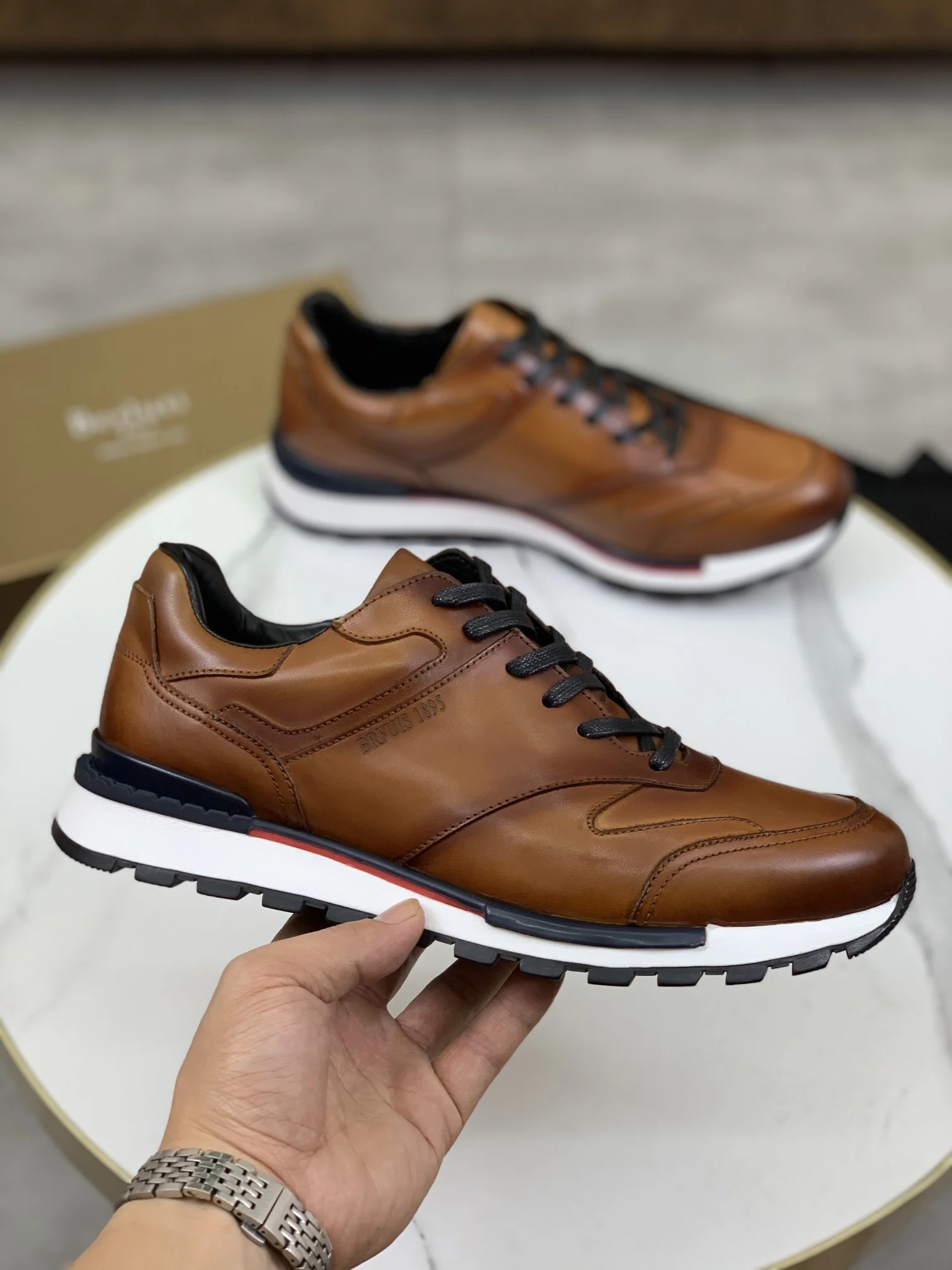 BERLUTI Sneakers Calfskin Leather Brown-Black EU39-44 E00202609111021 - Image 3