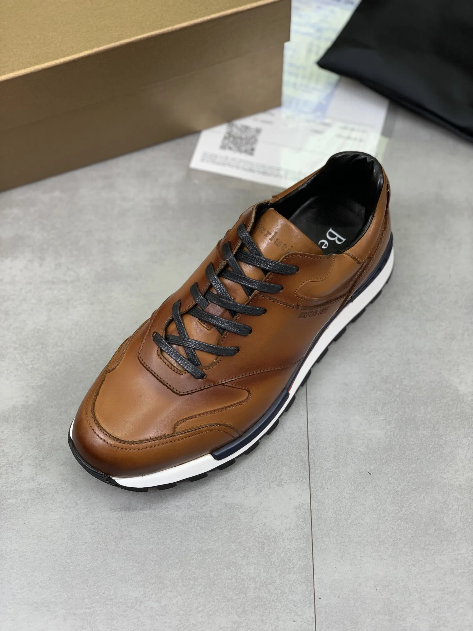 BERLUTI Sneakers Calfskin Leather Brown-Black EU39-44 E00202609111021 - Image 4