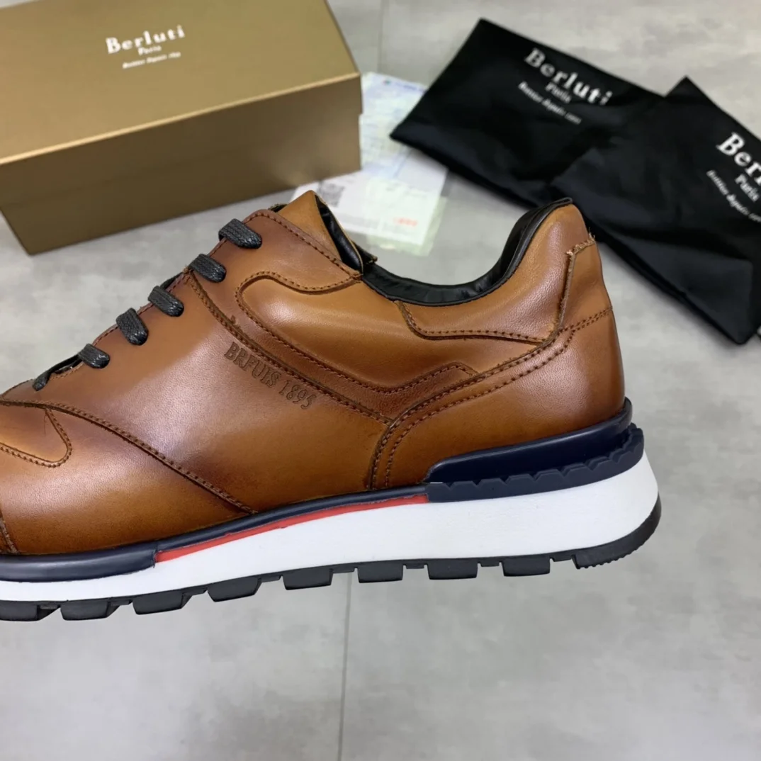 BERLUTI Sneakers Calfskin Leather Brown-Black EU39-44 E00202609111021 - Image 7
