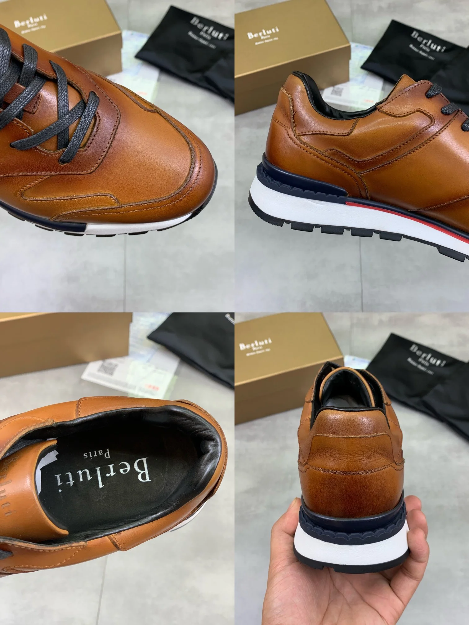 BERLUTI Sneakers Calfskin Leather Brown-Black EU39-44 E00202609111021 - Image 9