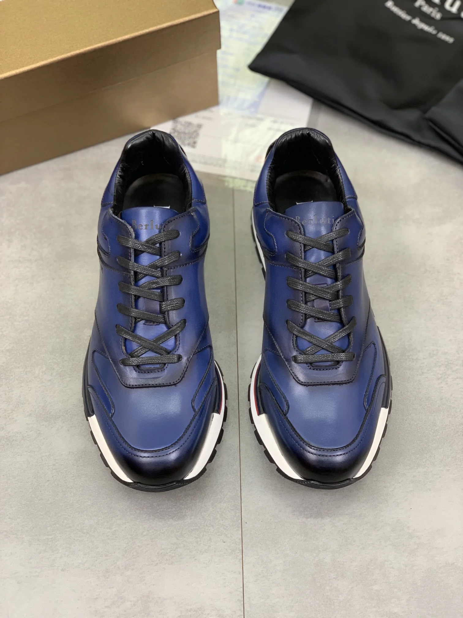 BERLUTI Sneakers Leather Blue-Black EU39-44 E00202609111022 - Image 2