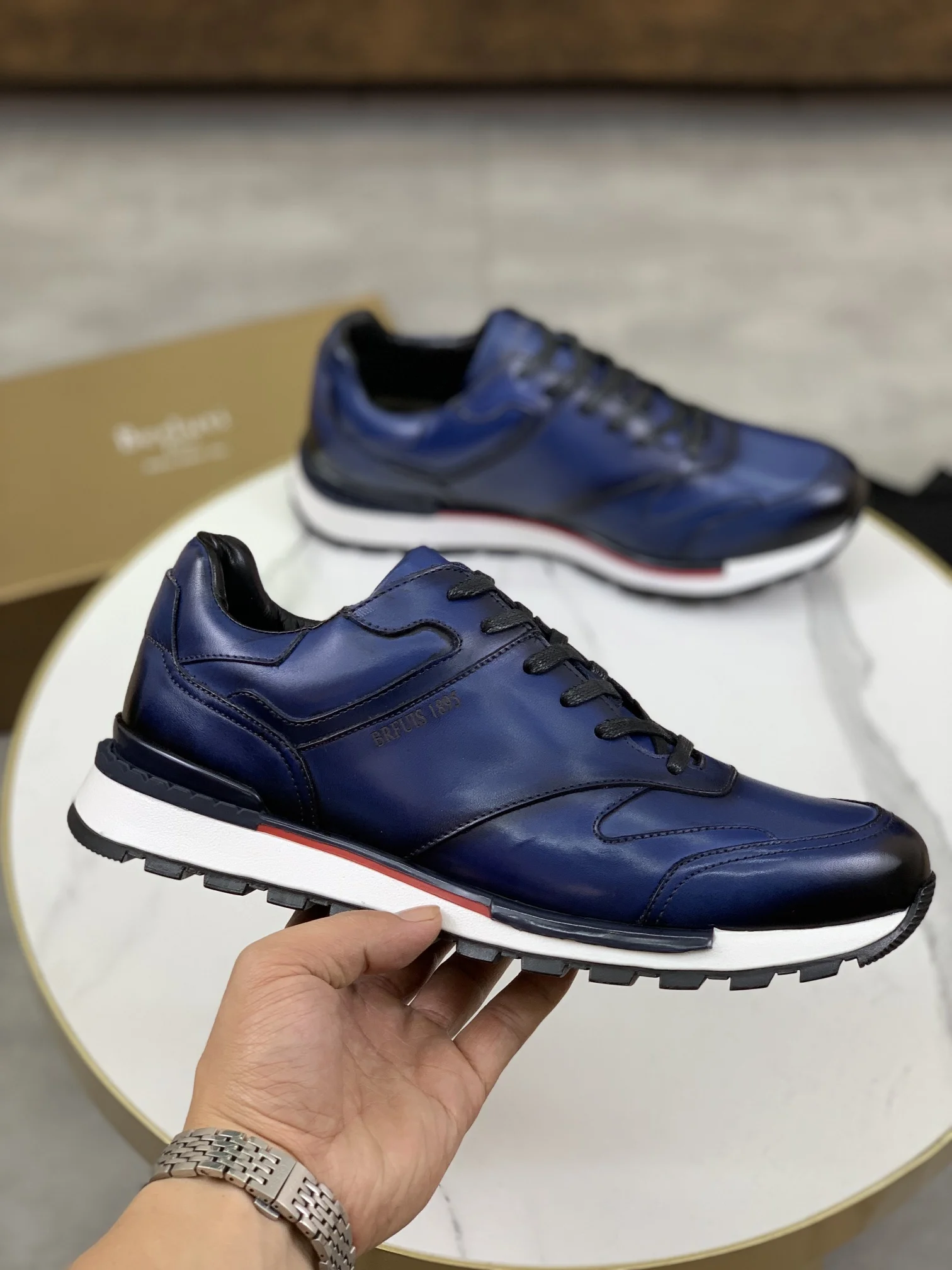 BERLUTI Sneakers Leather Blue-Black EU39-44 E00202609111022 - Image 3