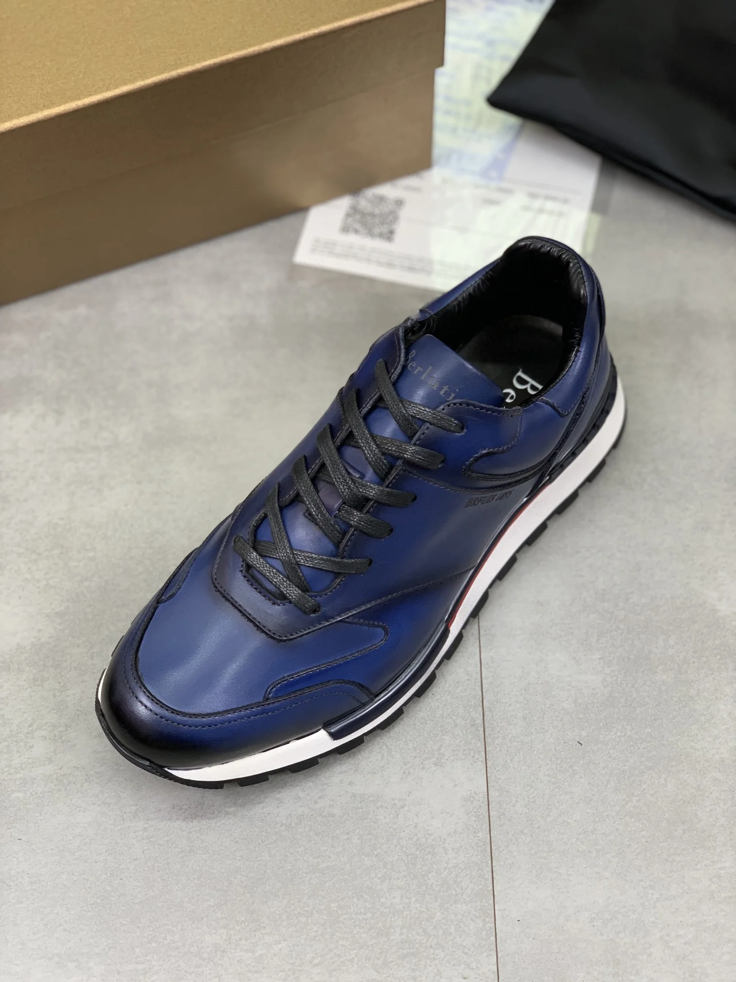 BERLUTI Sneakers Leather Blue-Black EU39-44 E00202609111022 - Image 4