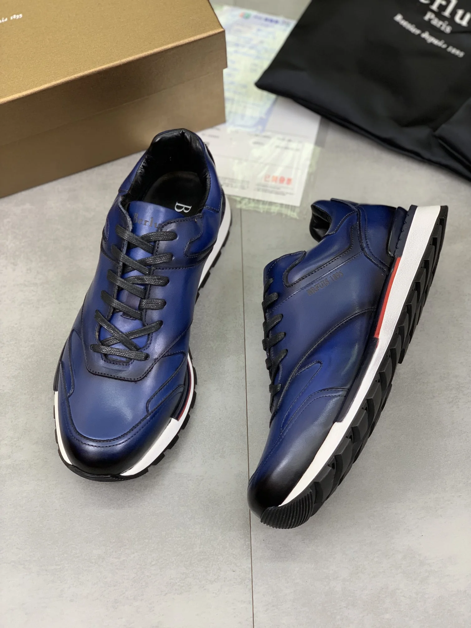 BERLUTI Sneakers Leather Blue-Black EU39-44 E00202609111022 - Image 5