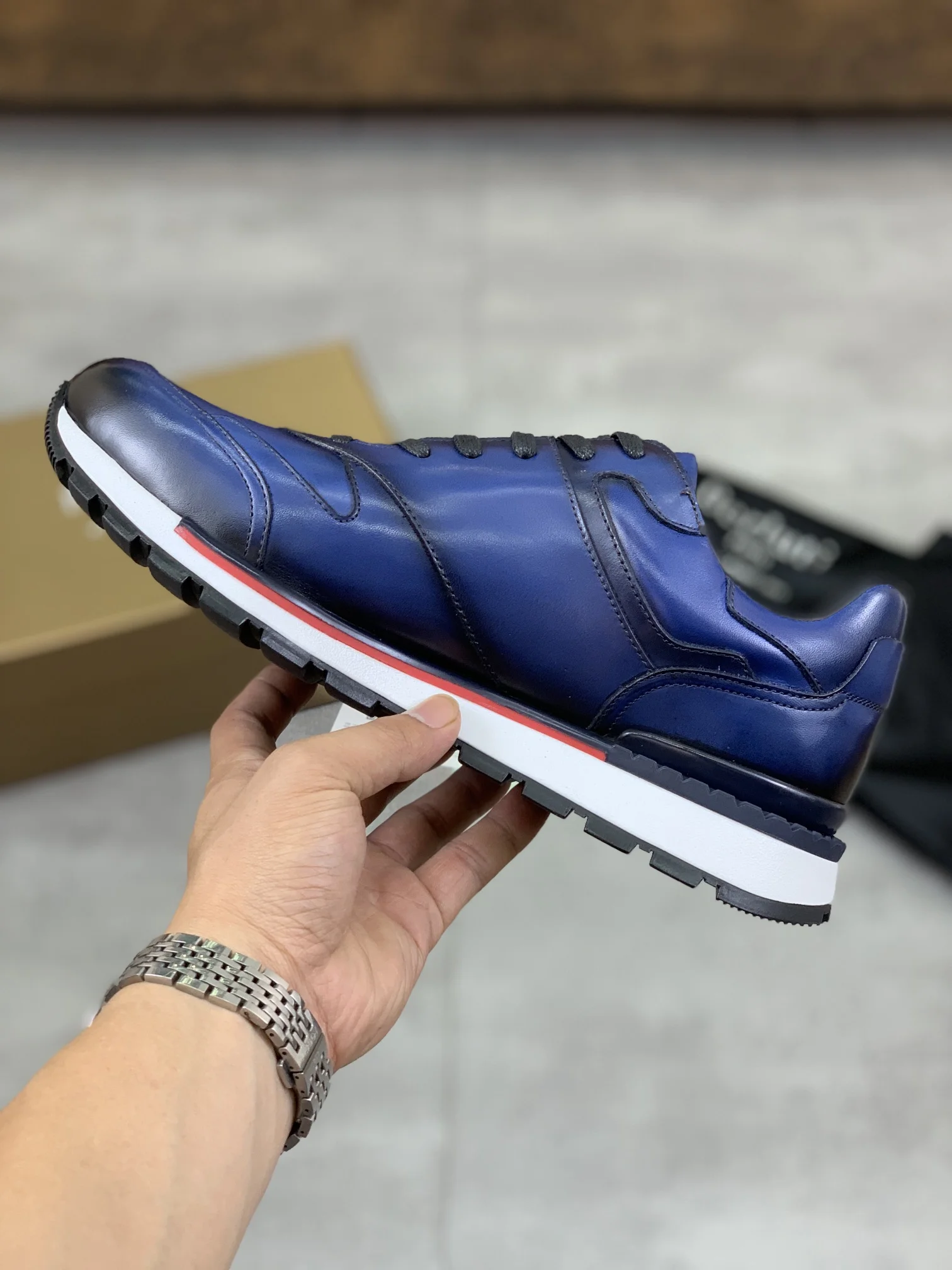 BERLUTI Sneakers Leather Blue-Black EU39-44 E00202609111022 - Image 6