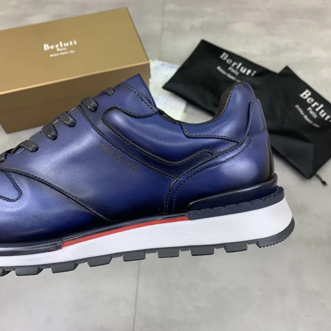 BERLUTI Sneakers Leather Blue-Black EU39-44 E00202609111022 - Image 7