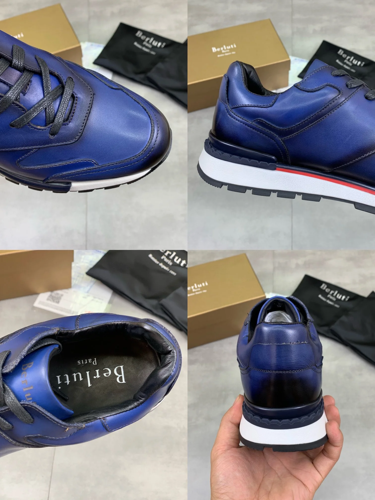 BERLUTI Sneakers Leather Blue-Black EU39-44 E00202609111022 - Image 9