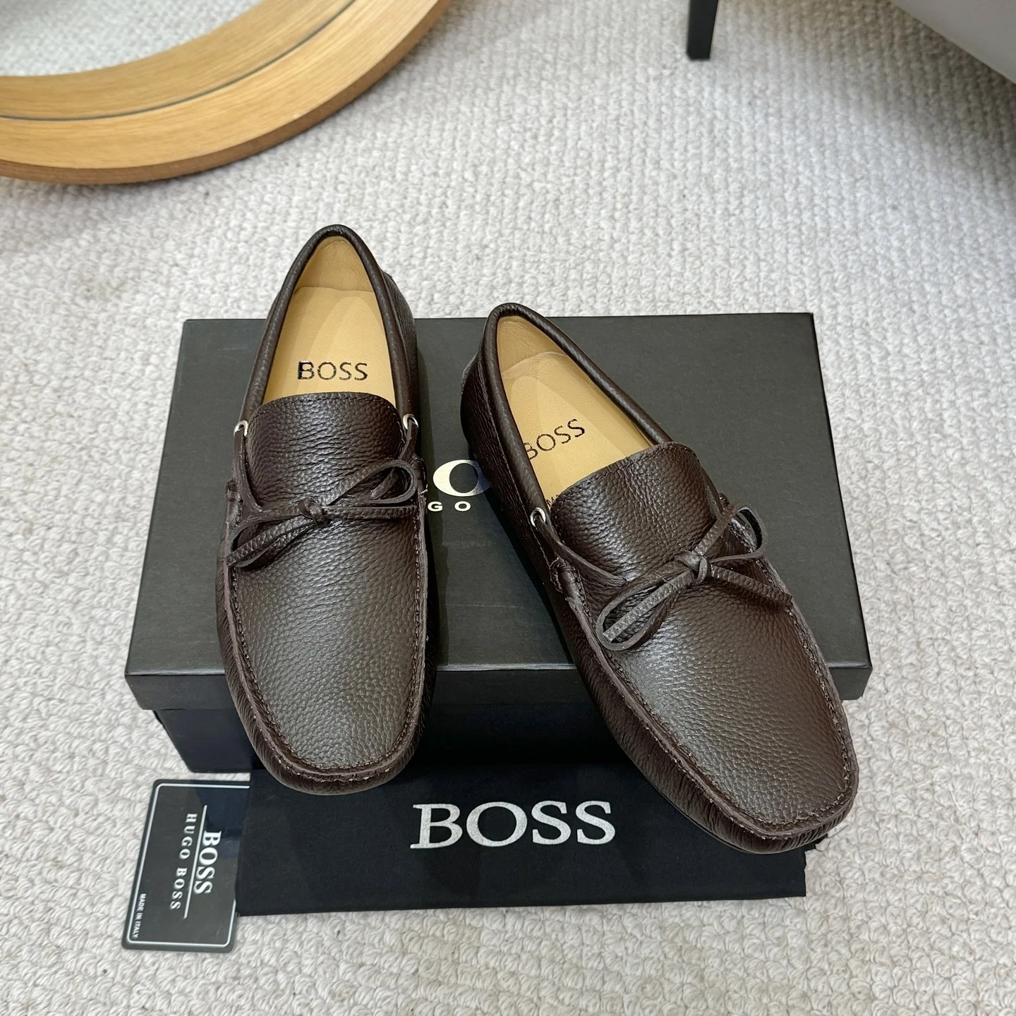 BOSS Loafers Calfskin Leather Brown EU38-46 B00202609110132