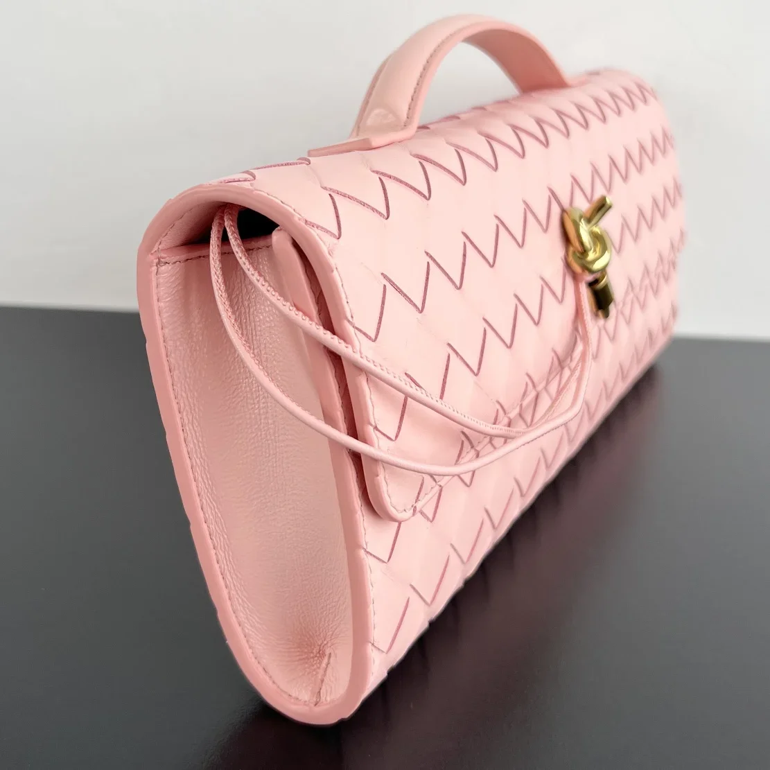 BOTTEGA VENETA Clutches Bags Intreccio Lambskin Pink-Gold 31X13X3CM F80202609090048 - Image 3